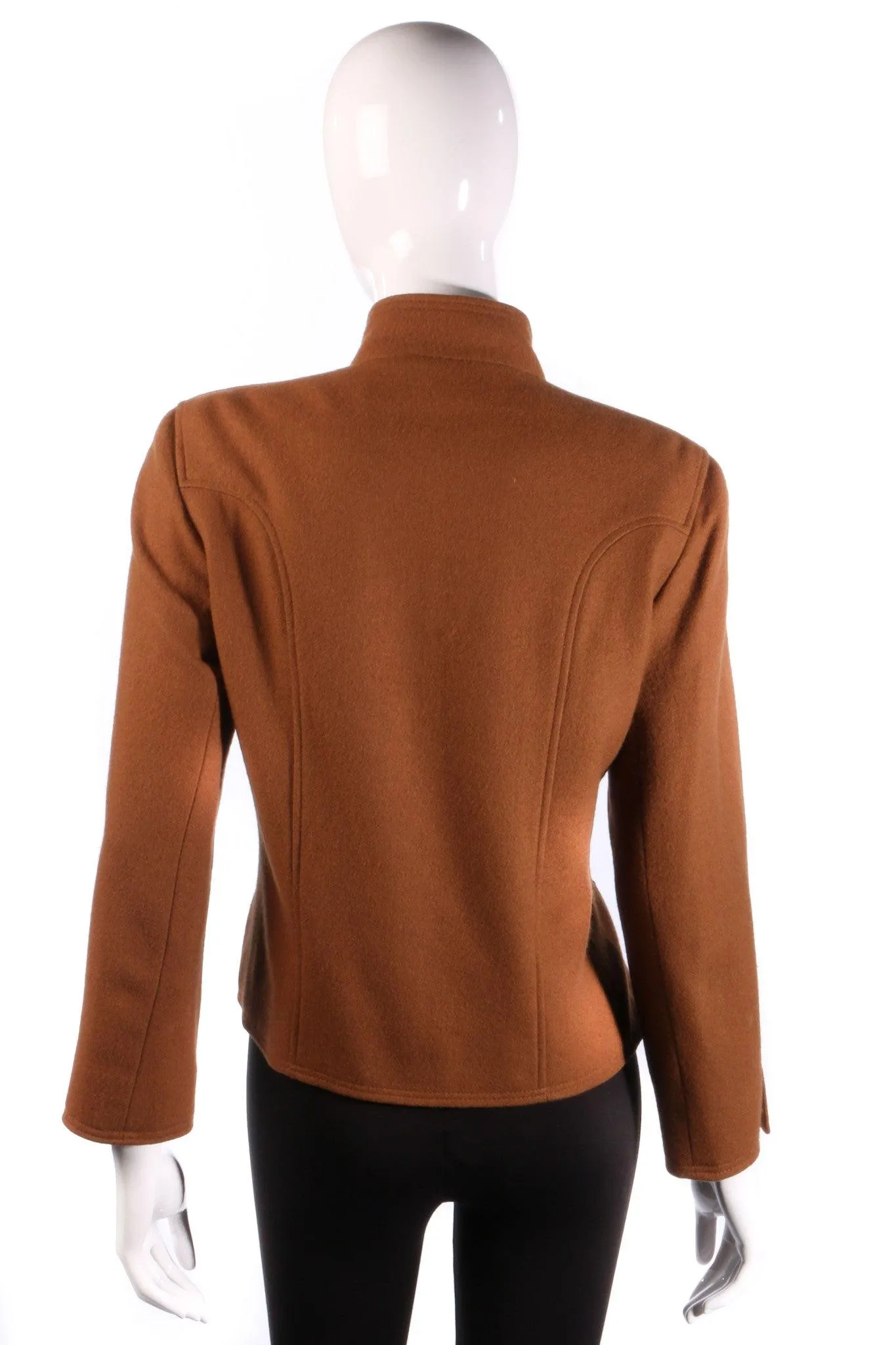 Jaeger Jacket with Rounded Collar Wool and Camelhair Brown Size 12