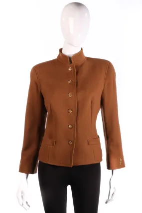 Jaeger Jacket with Rounded Collar Wool and Camelhair Brown Size 12