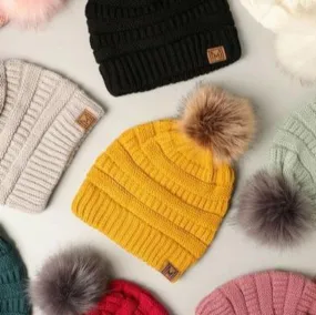 Knit Winter woman's Pom Pom Hats