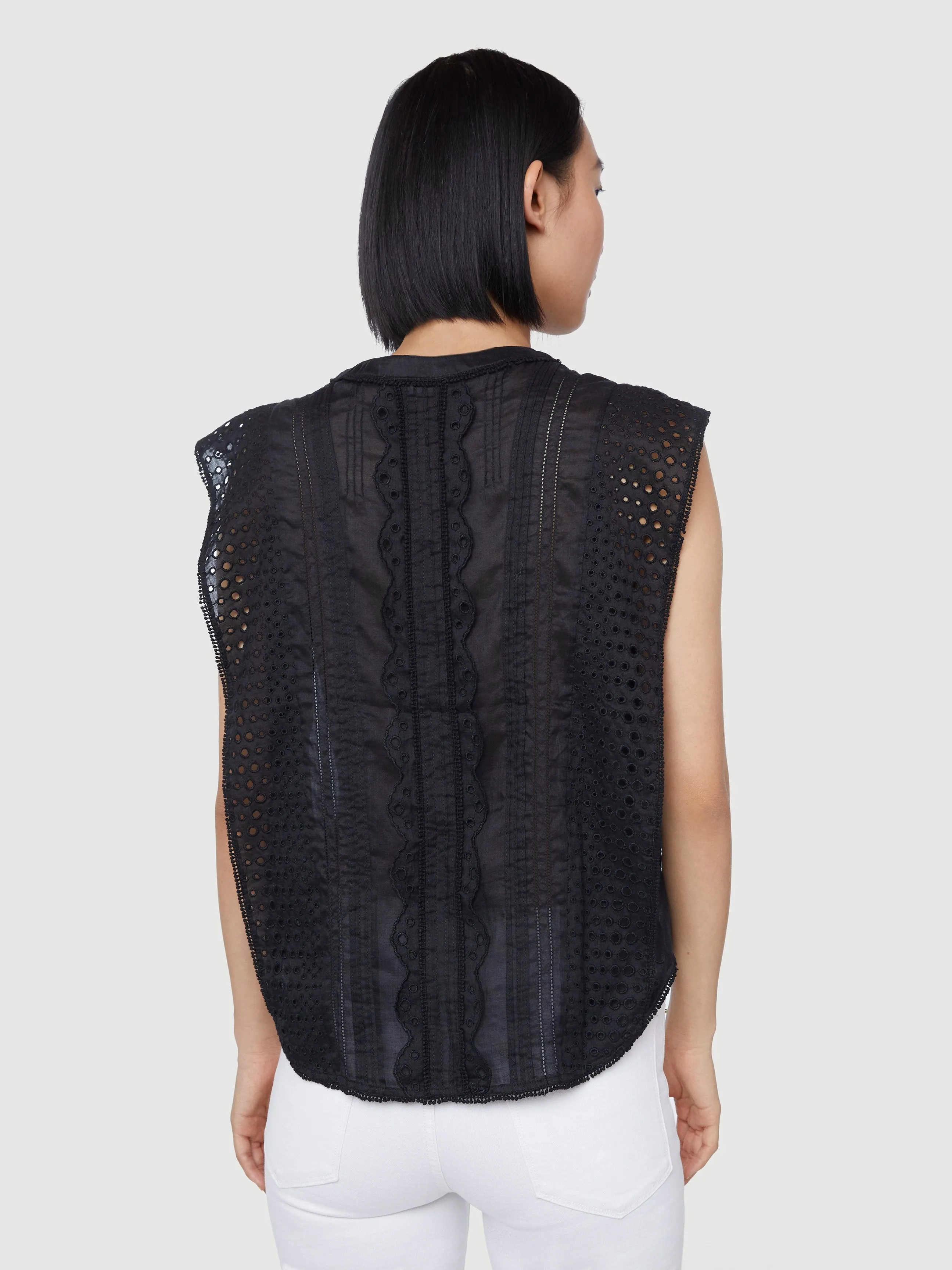 Lace Pintuck Blouse -- Noir