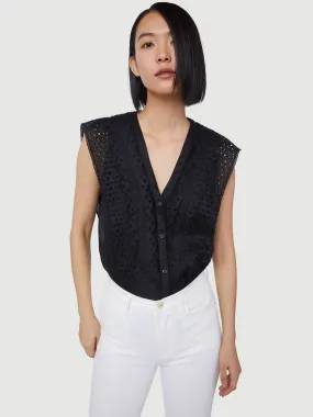 Lace Pintuck Blouse -- Noir