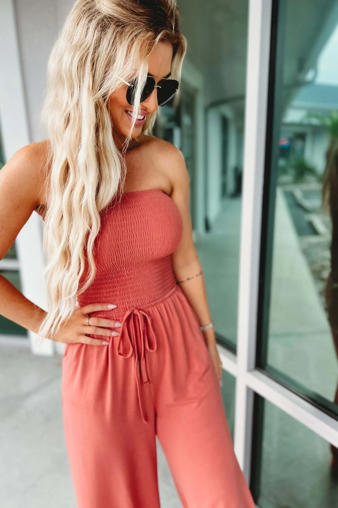 Luciana – Strapless design – Smocked jumpsuit
