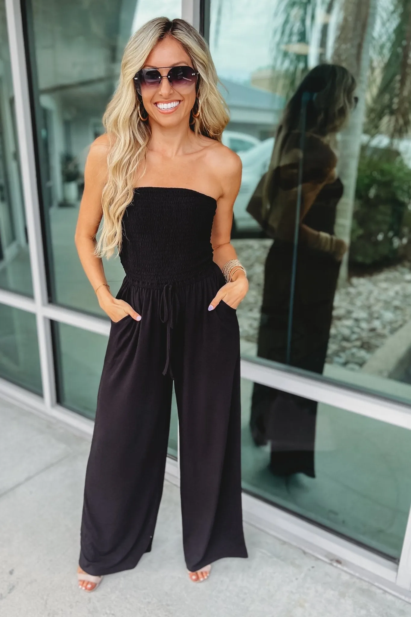 Luciana – Strapless design – Smocked jumpsuit