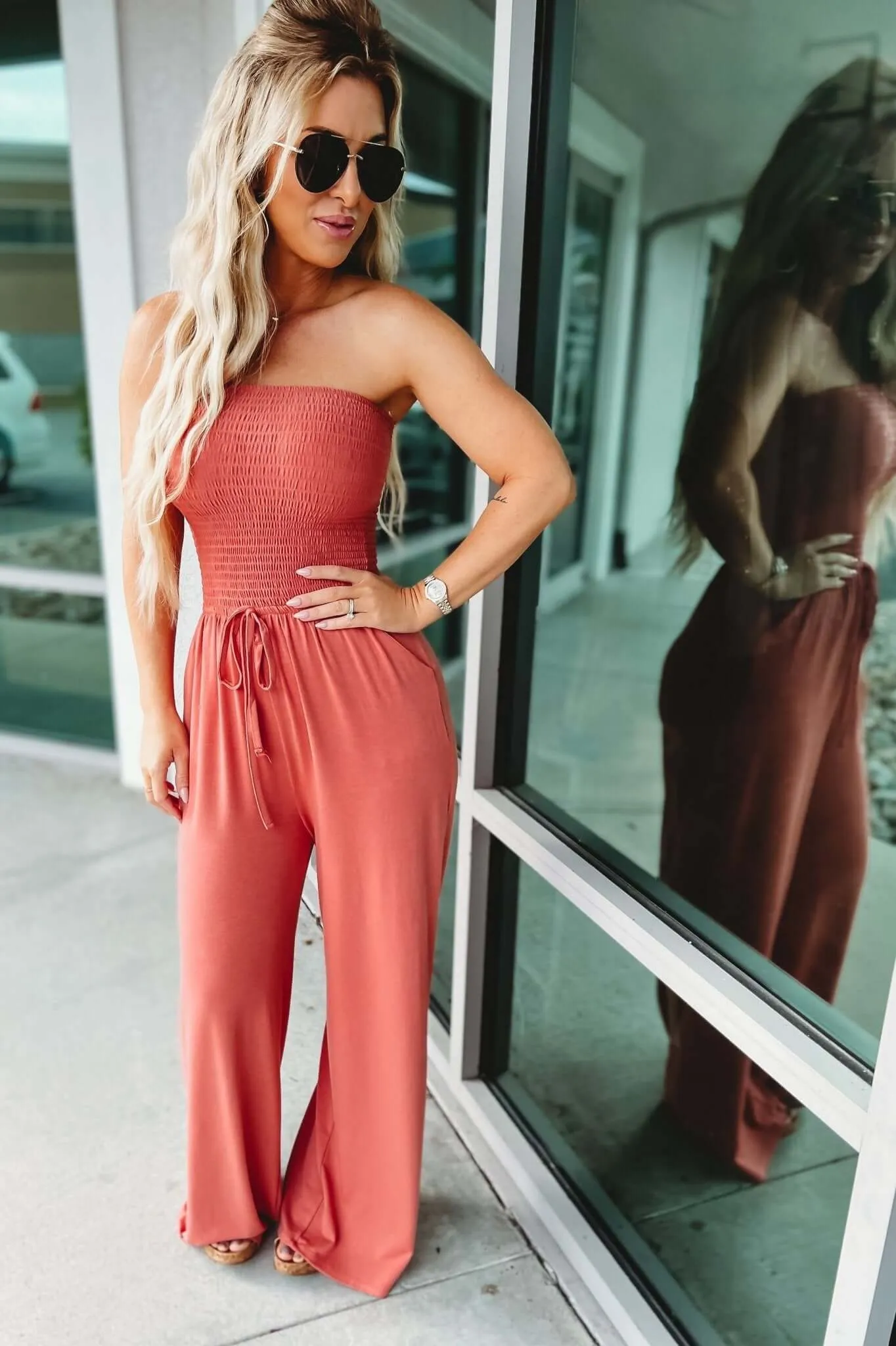Luciana – Strapless design – Smocked jumpsuit