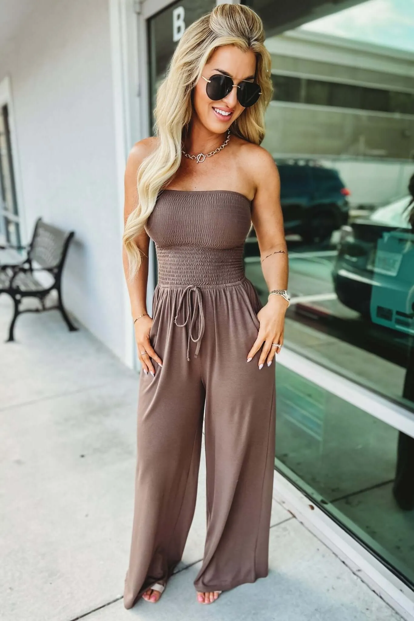 Luciana – Strapless design – Smocked jumpsuit