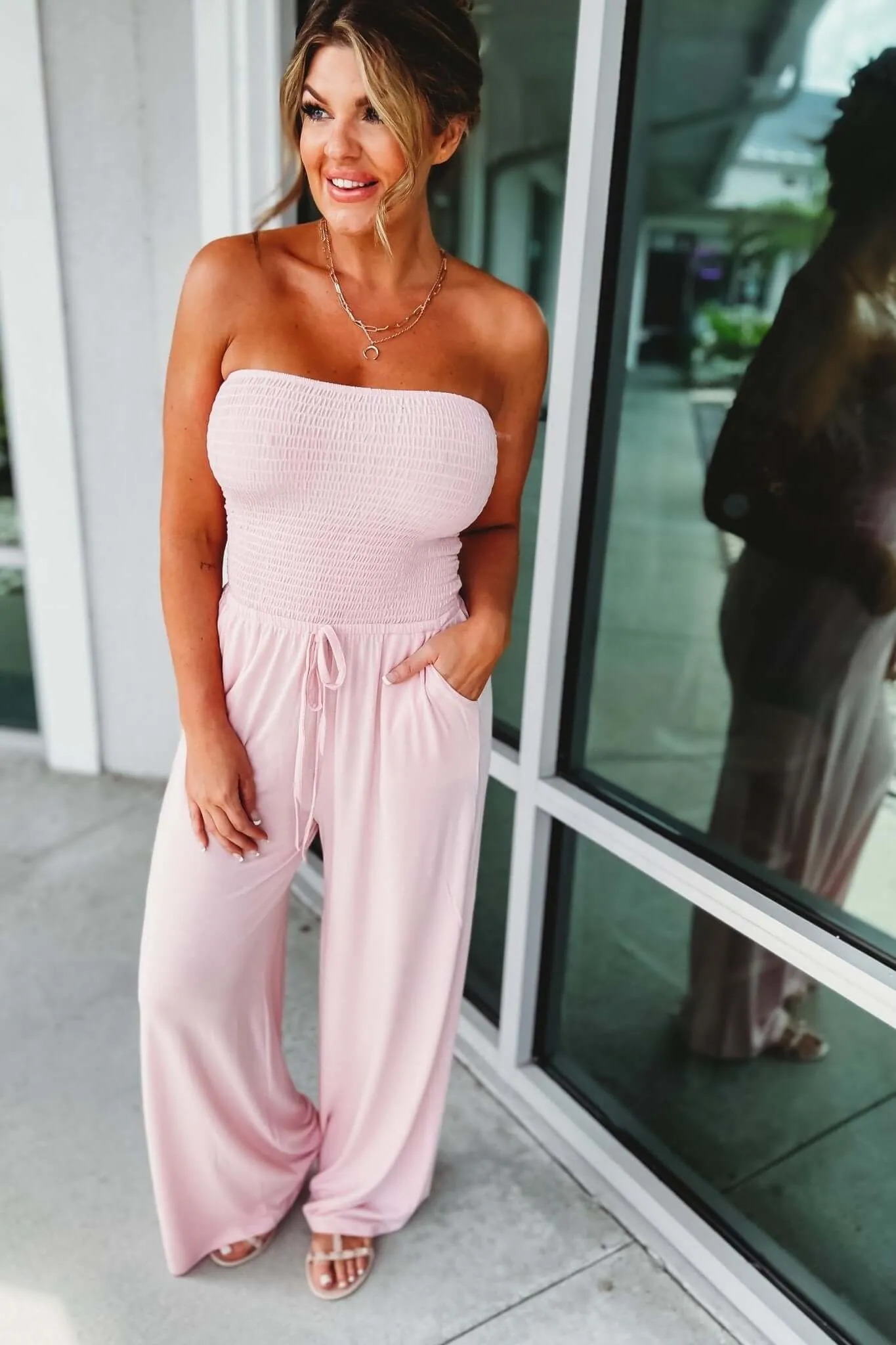 Luciana – Strapless design – Smocked jumpsuit