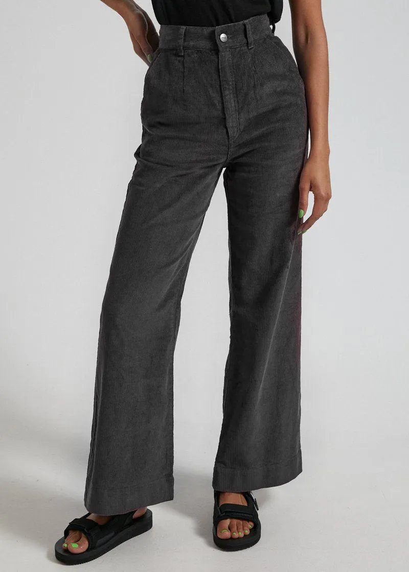 Maisie Hemp Cor Flared Pant- Raven