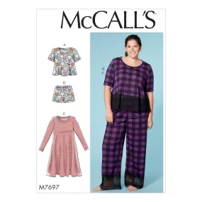 McCall's Pattern M7697 Misses'/Women's Lounge Tops, Dress, Shorts and Pants