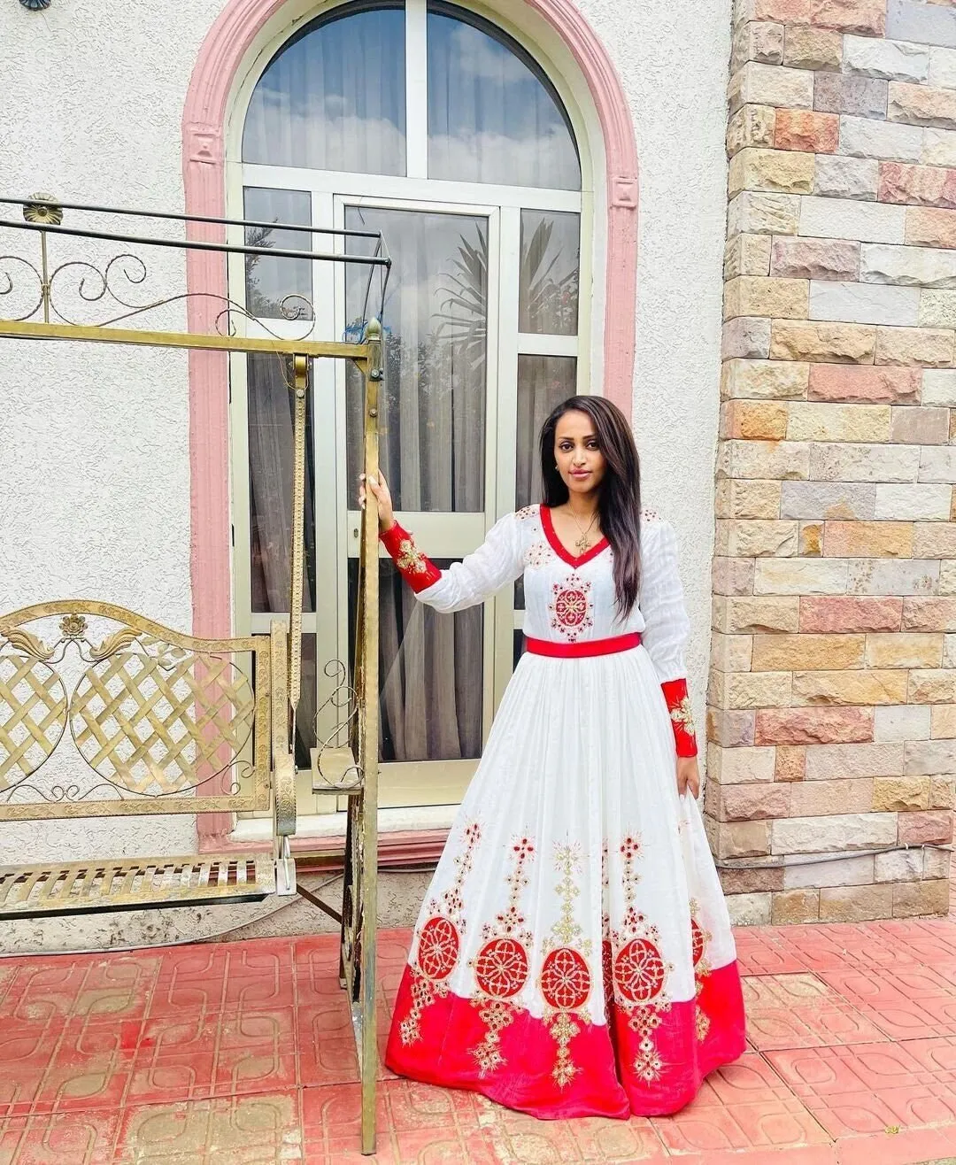 Mesmerizing Red Design Handwoven Habesha Dress Habesha Libs es0084