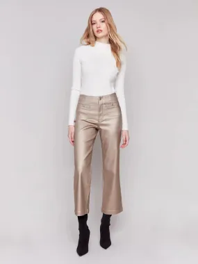 Metallic Wax Flared Pants