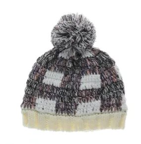 Mixed Check Knit Pom Hat