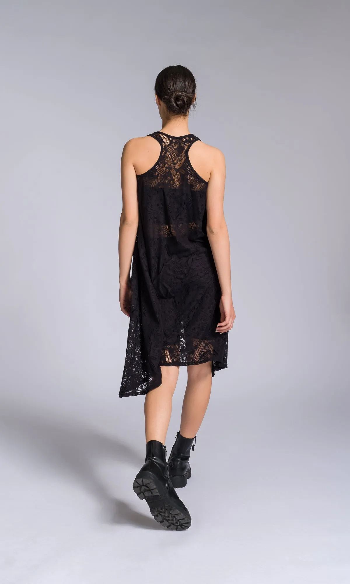 Mixed Fabric Modular Draped Dress