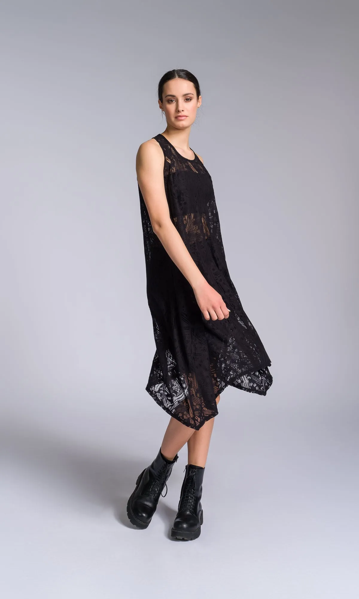Mixed Fabric Modular Draped Dress