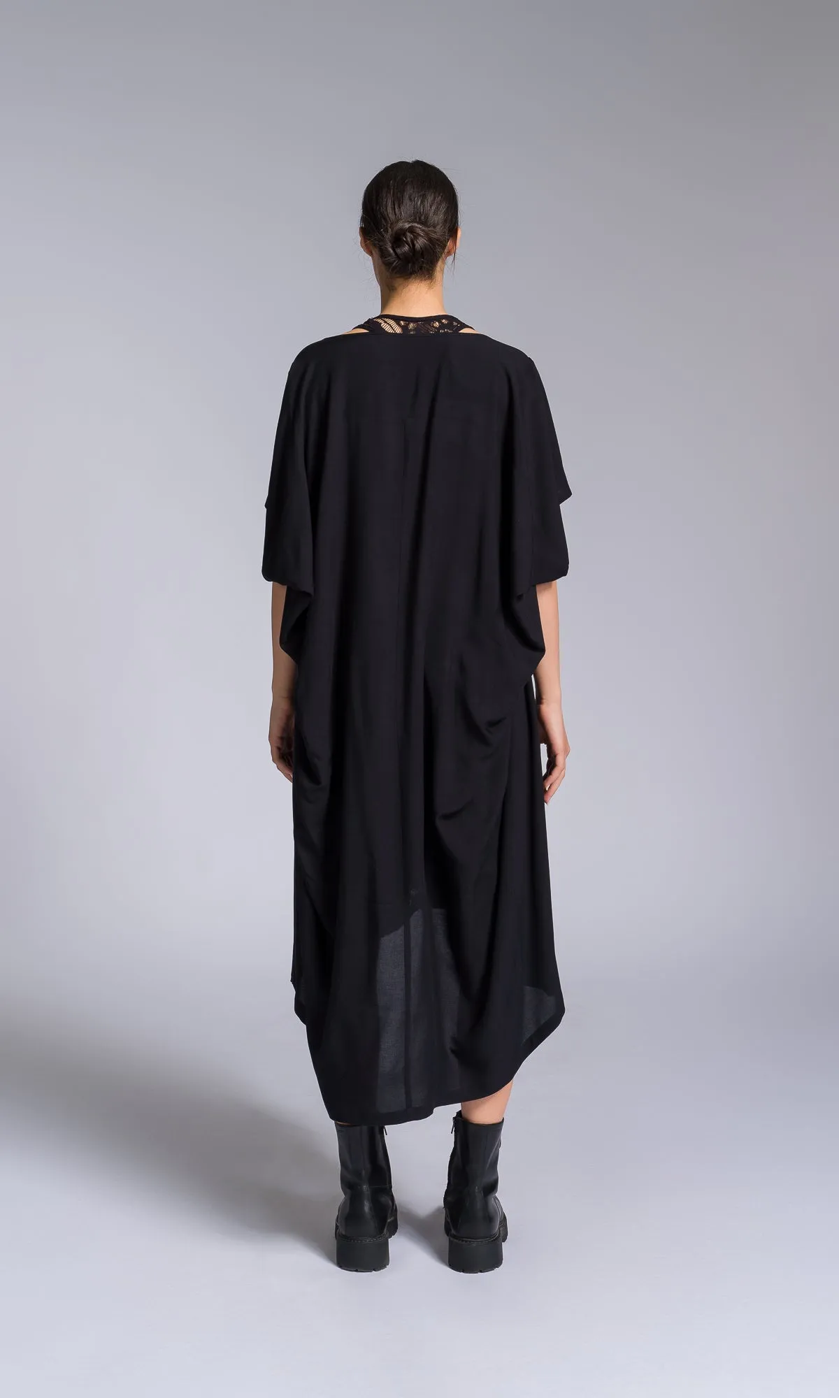 Mixed Fabric Modular Draped Dress