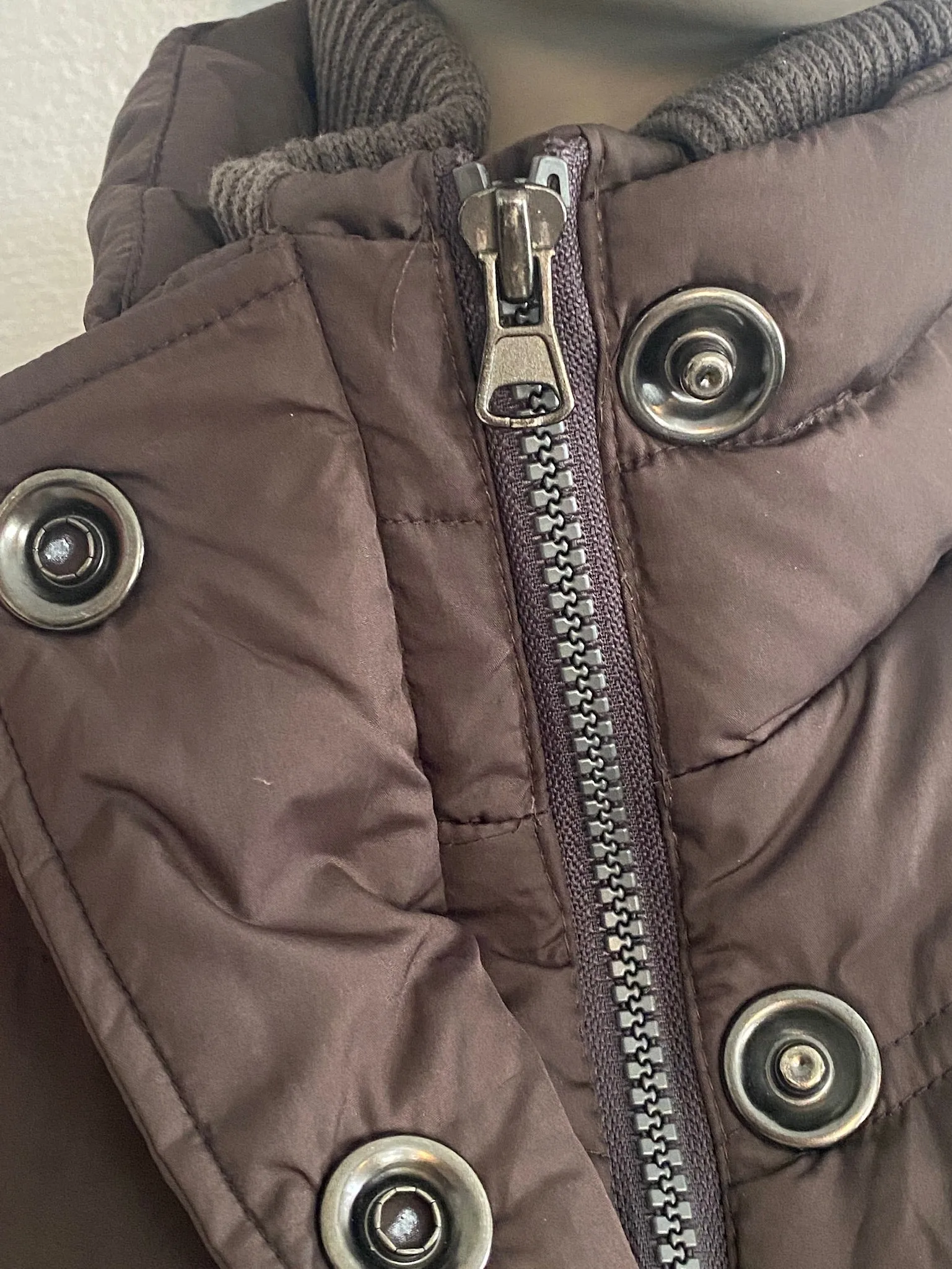 New York Classics Down Puffer Vest Dark Brown Button Zip Sz Small
