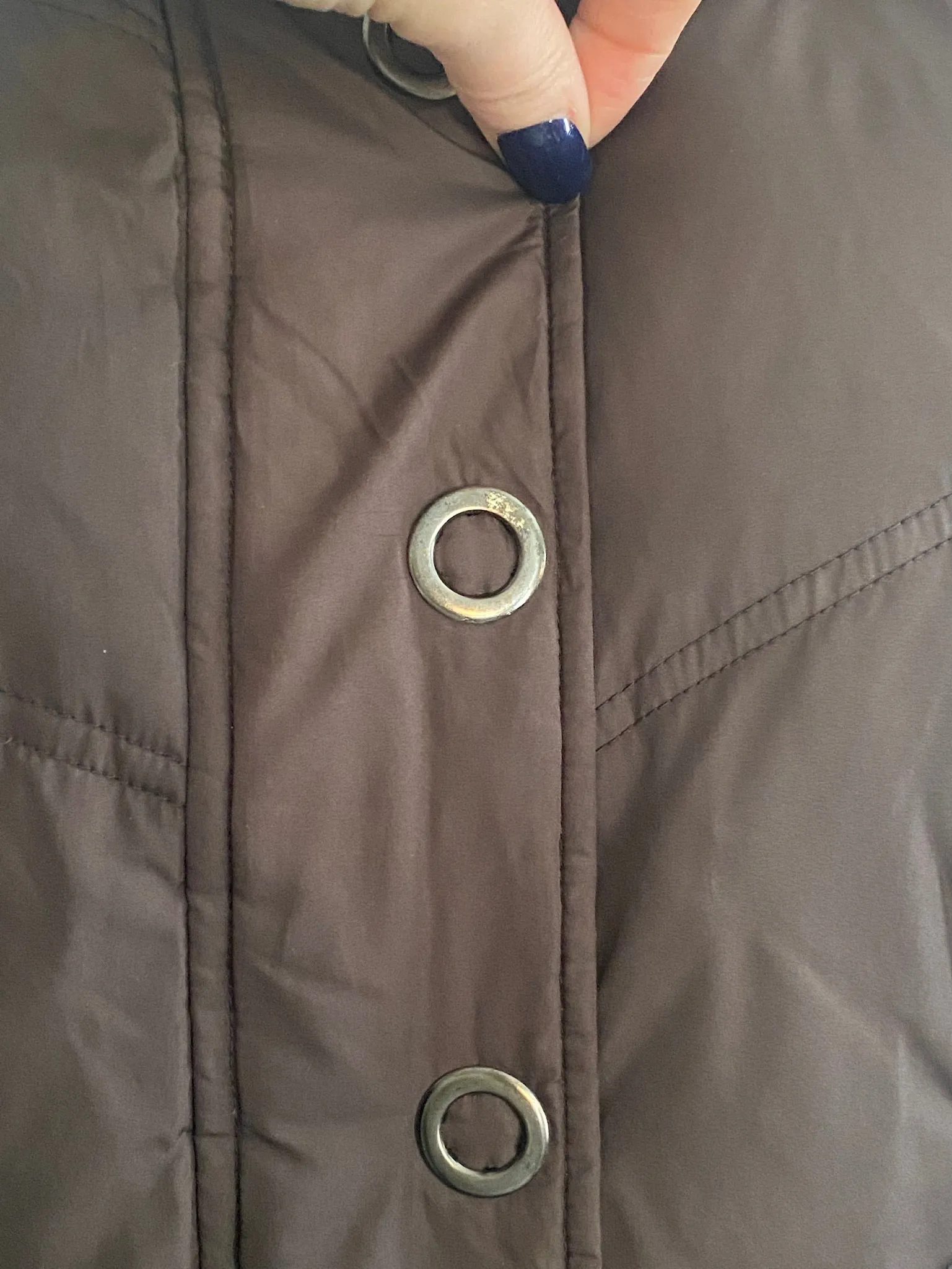 New York Classics Down Puffer Vest Dark Brown Button Zip Sz Small