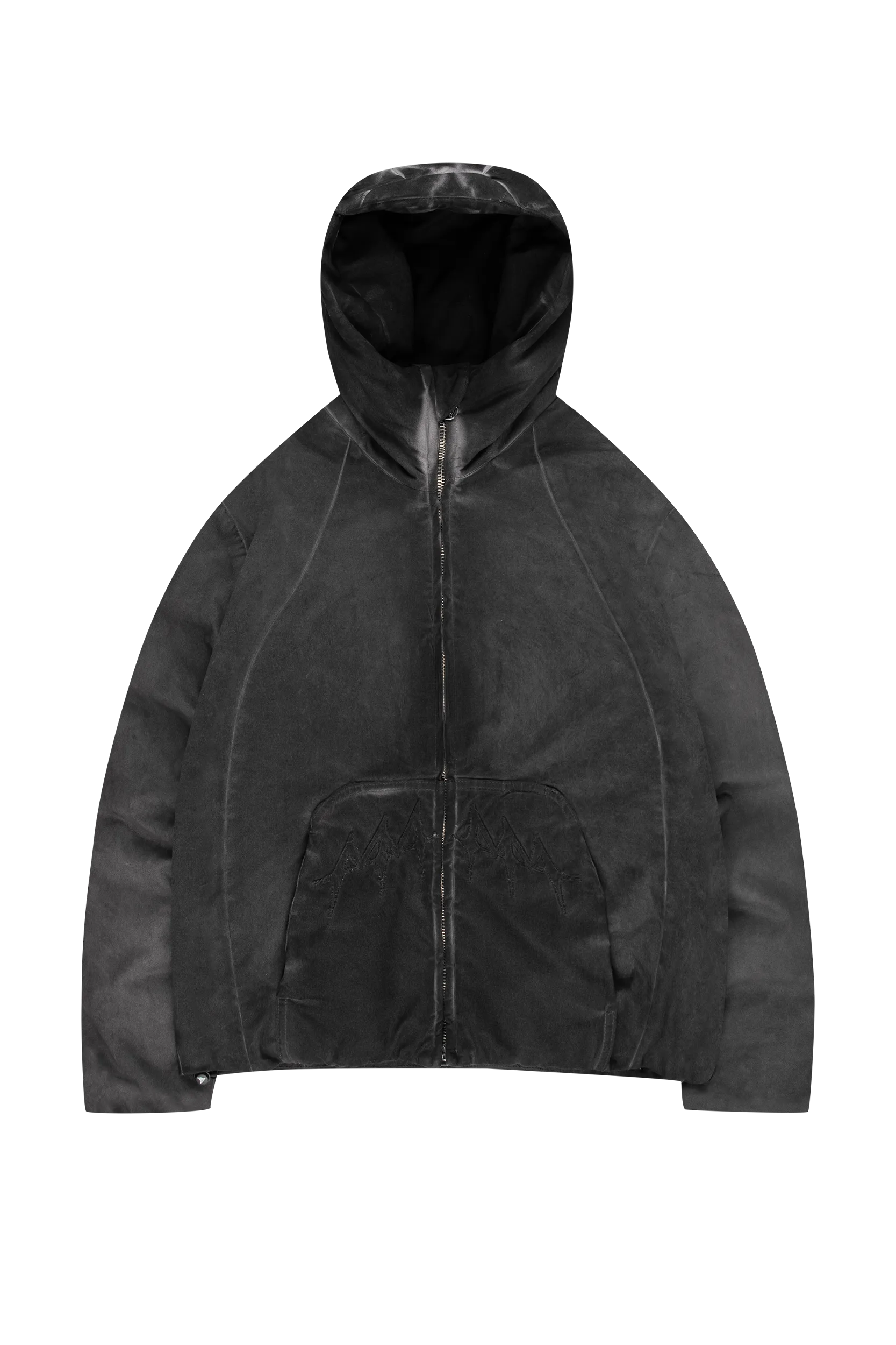 OIL WASHED PUFFER JACKET BLACK