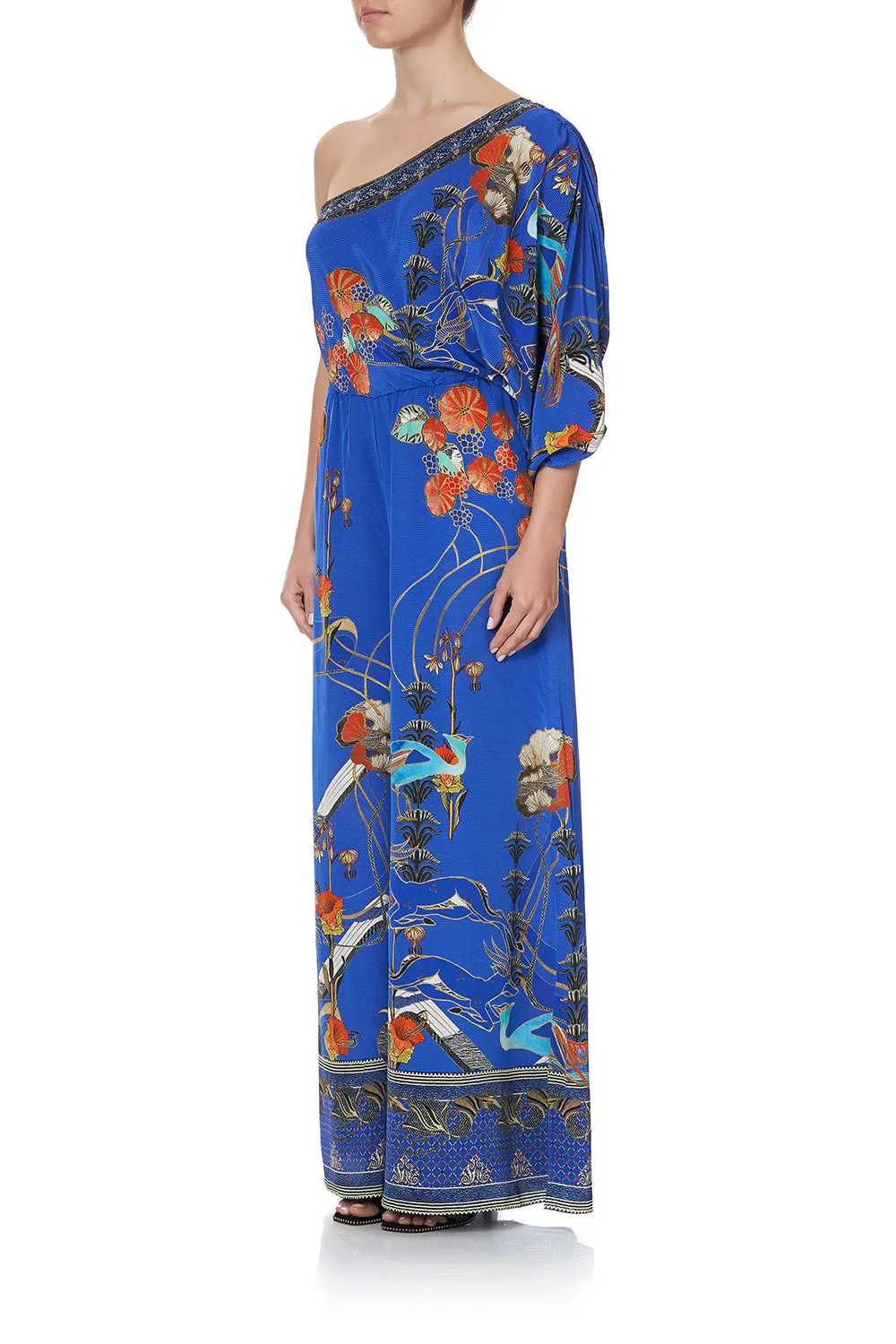 ONE SHOULDER FLARED JUMPSUIT TREE OF LIFE