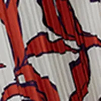 Pleated A-line Leaf Print Midi Skirt