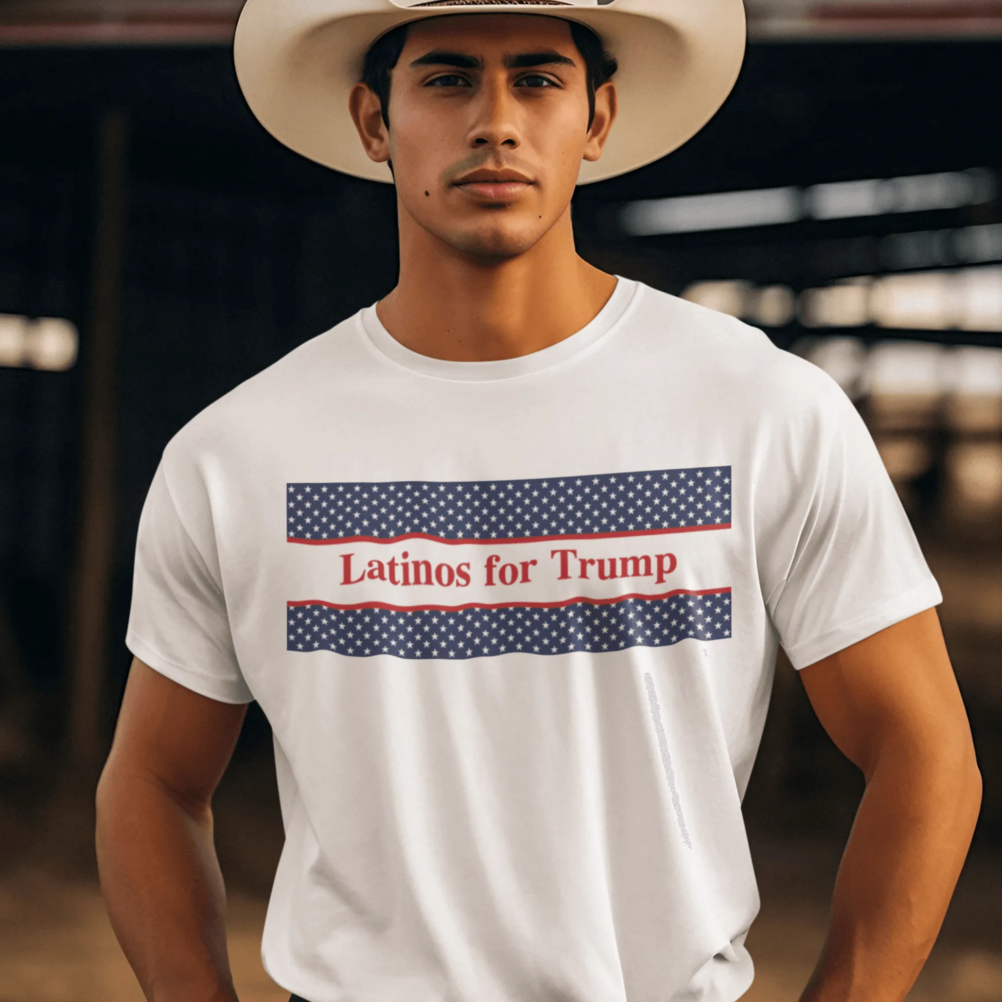 Political T-Shirt Latinos For Trump Short Sleeve 100% Cotton Crew Neck Top