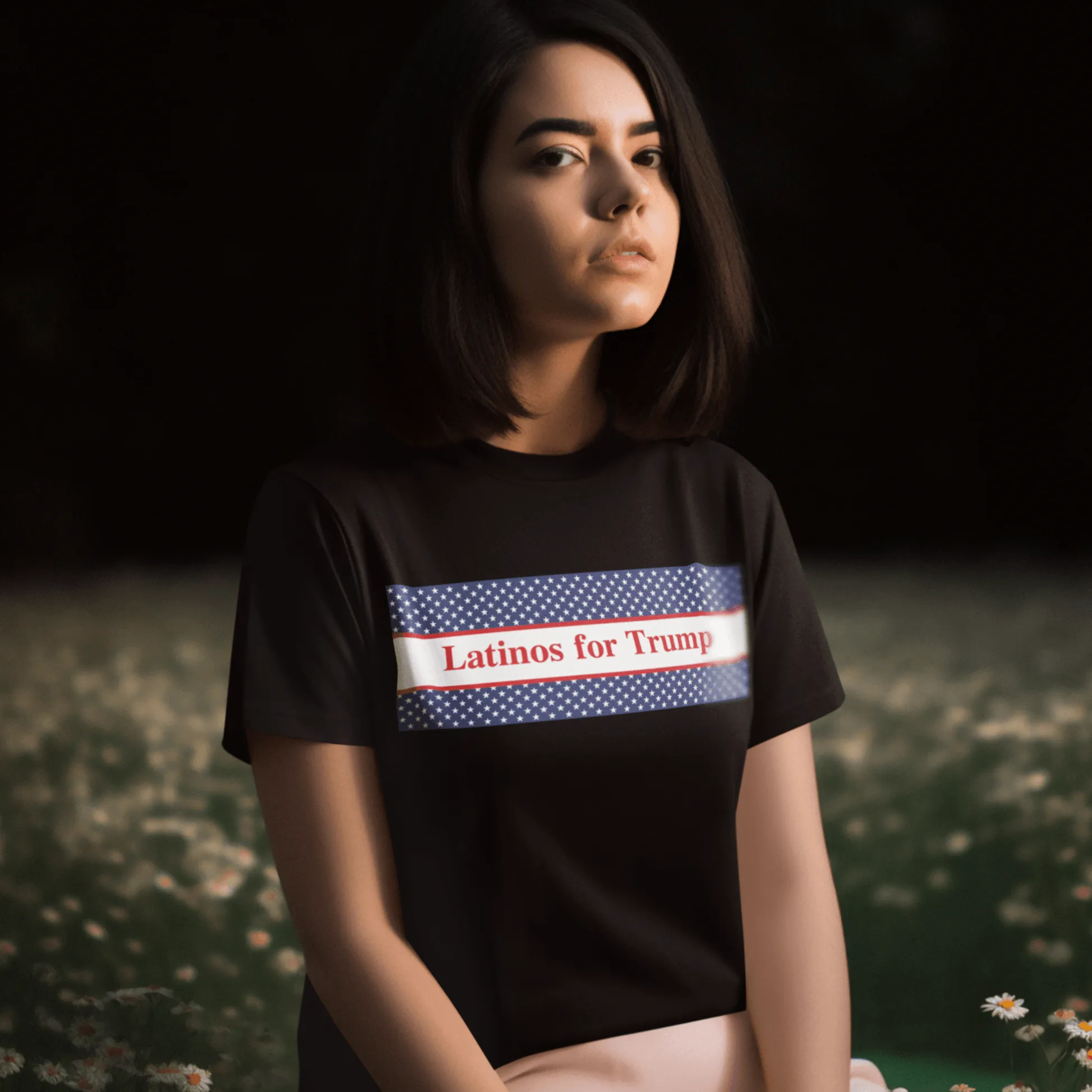Political T-Shirt Latinos For Trump Short Sleeve 100% Cotton Crew Neck Top
