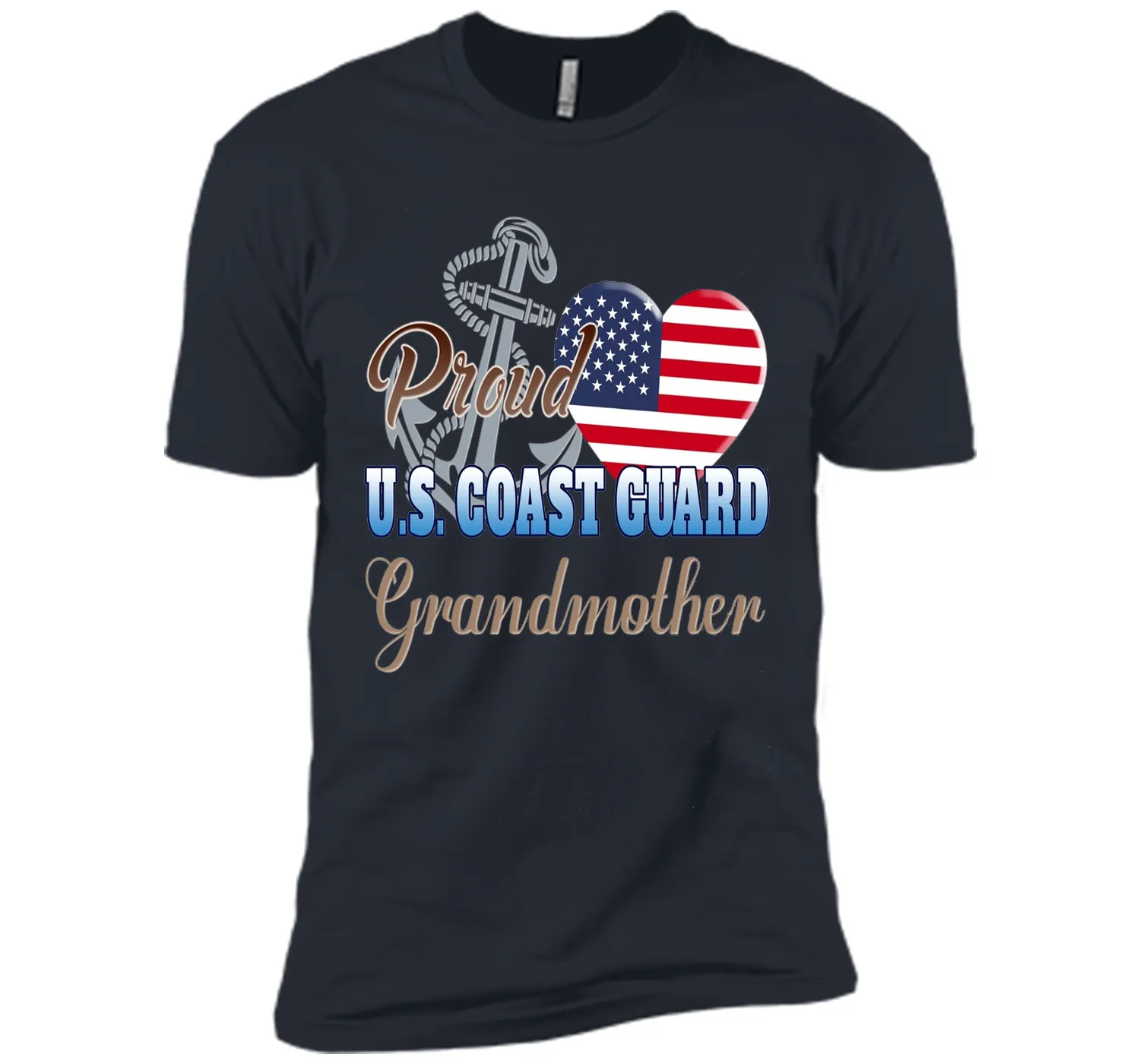 Proud U.S. Coast Guard Grandmother Patriotic Heart T Shirt shirt