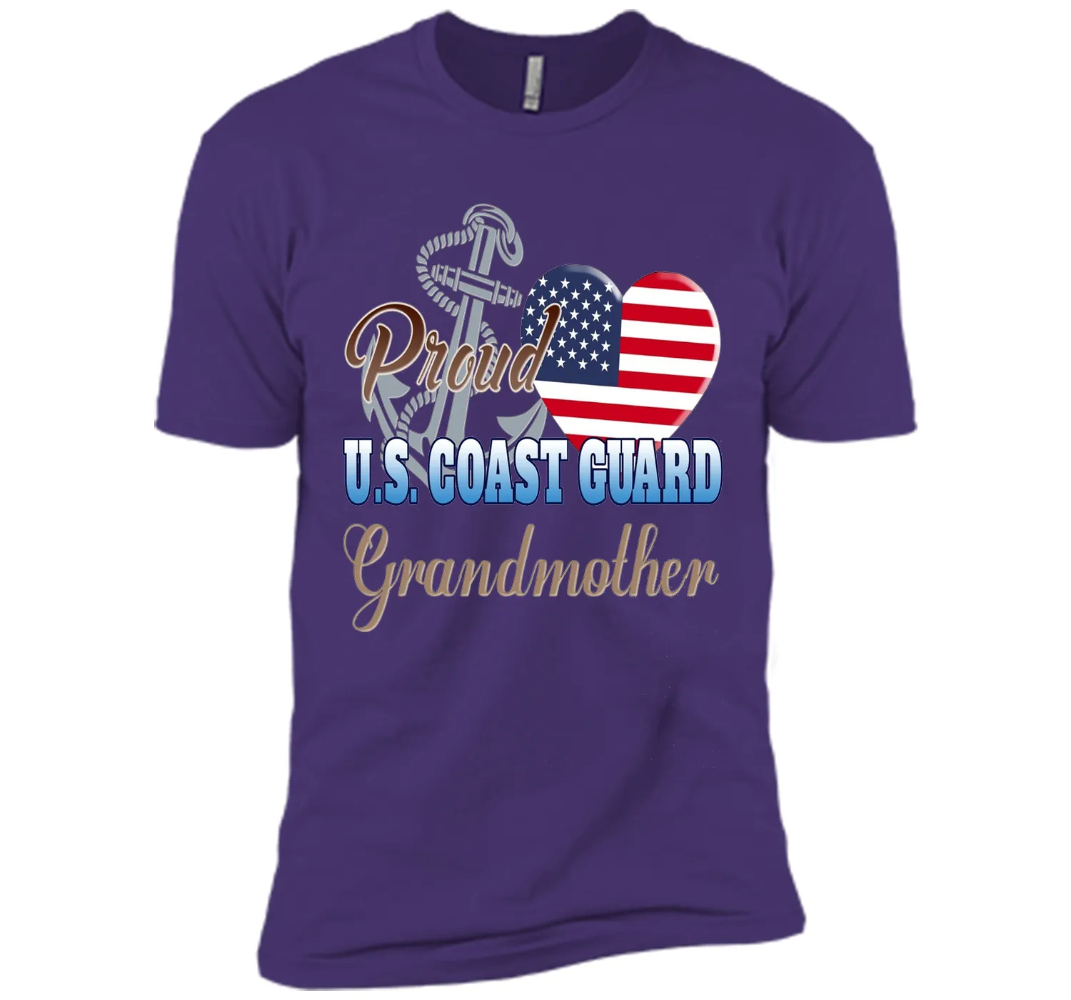 Proud U.S. Coast Guard Grandmother Patriotic Heart T Shirt shirt