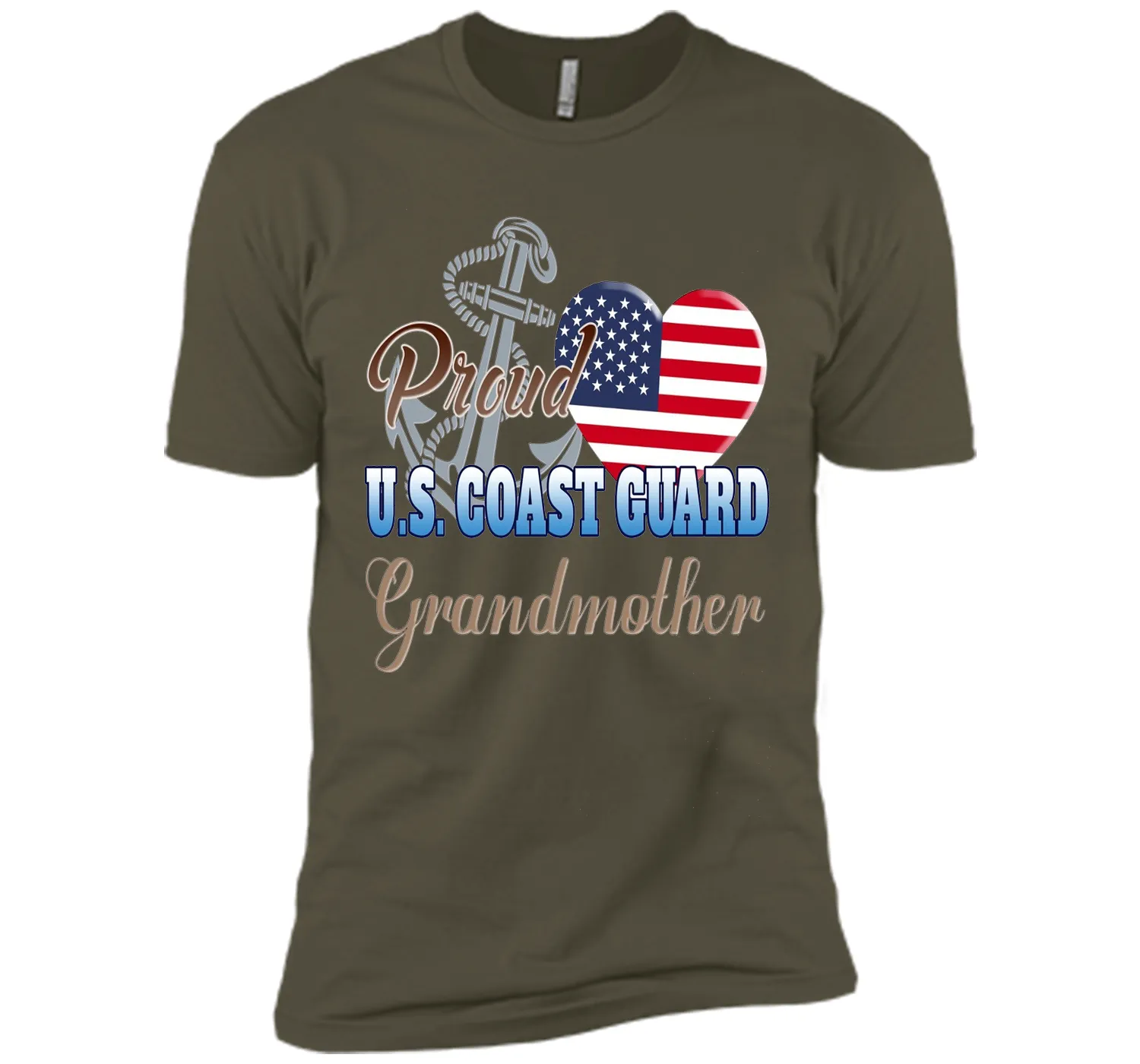 Proud U.S. Coast Guard Grandmother Patriotic Heart T Shirt shirt