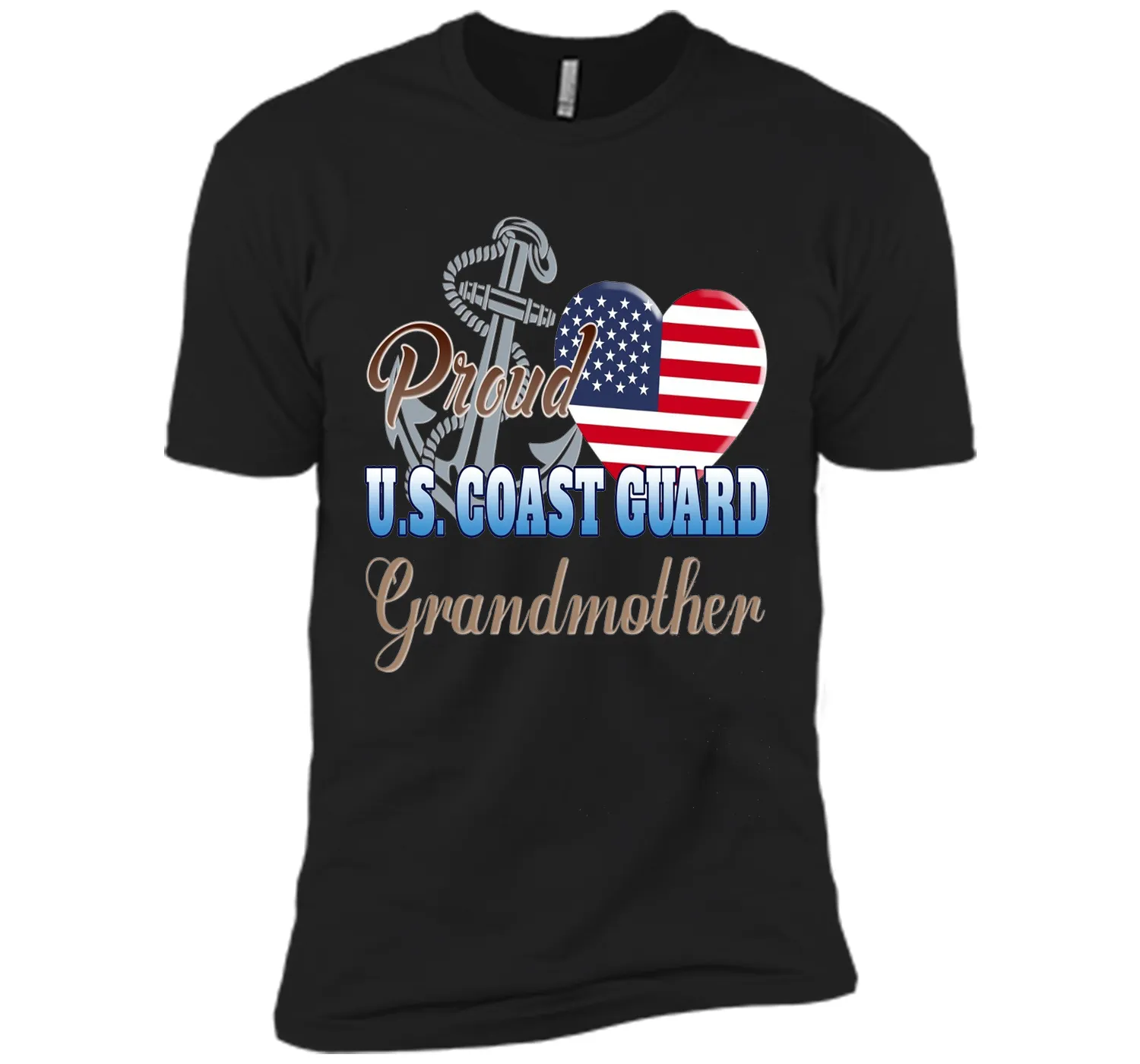 Proud U.S. Coast Guard Grandmother Patriotic Heart T Shirt shirt