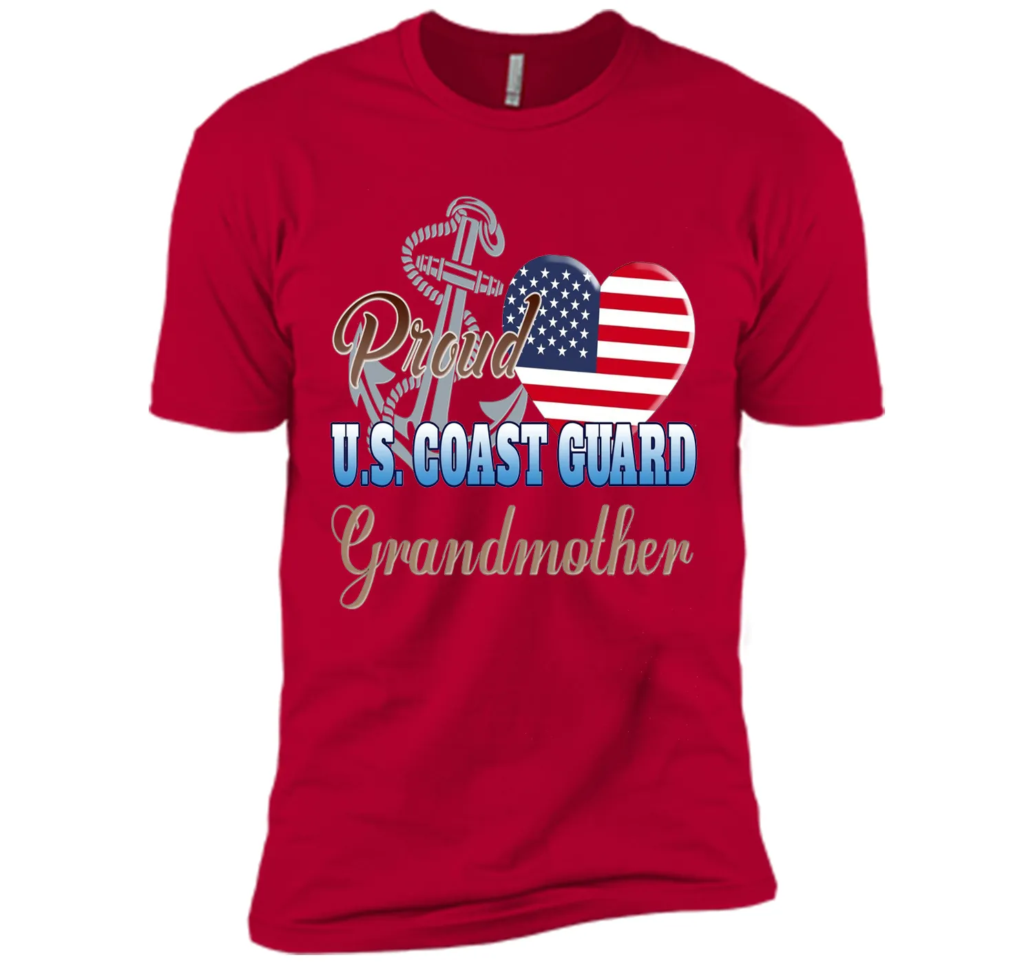 Proud U.S. Coast Guard Grandmother Patriotic Heart T Shirt shirt