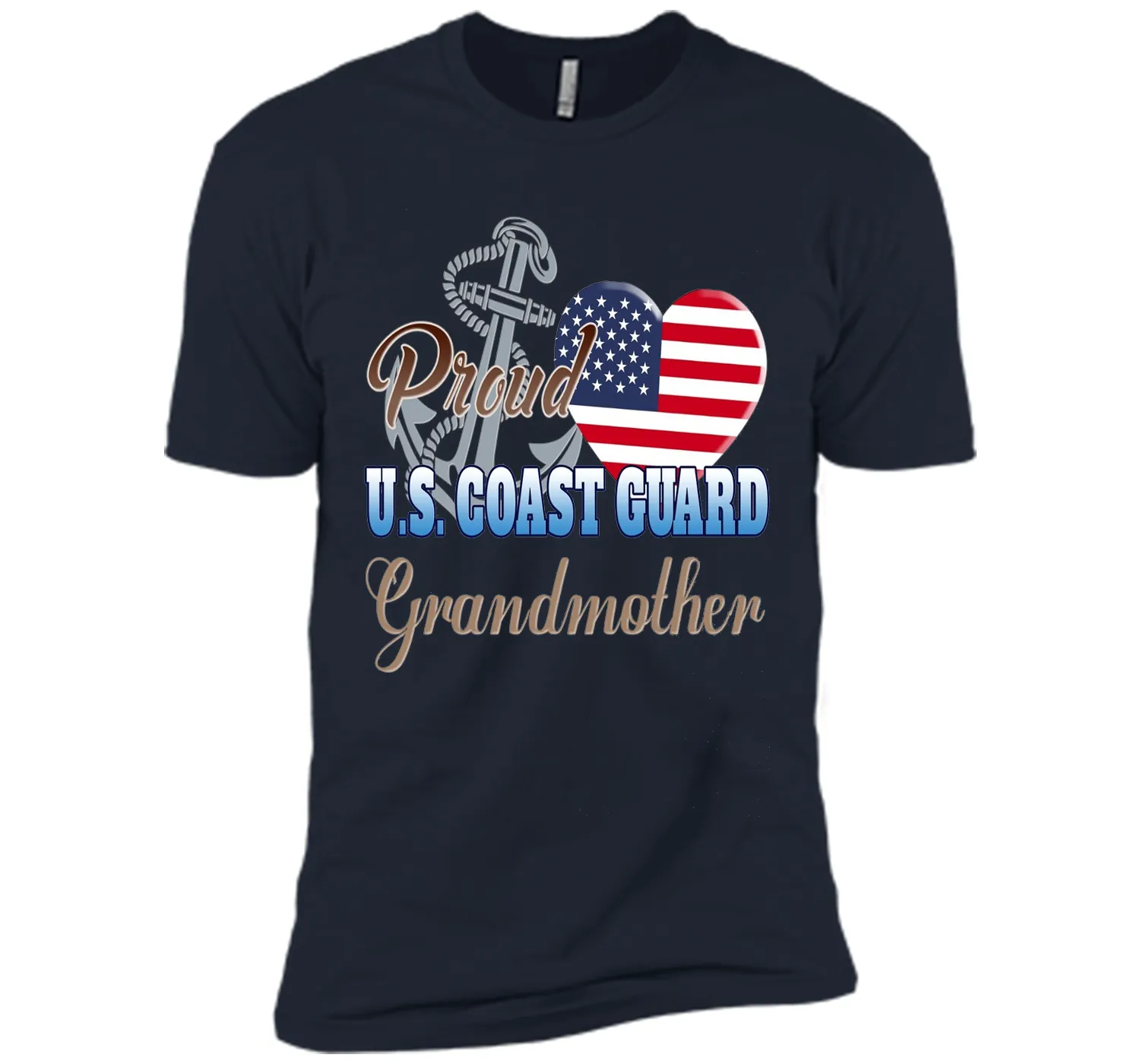 Proud U.S. Coast Guard Grandmother Patriotic Heart T Shirt shirt