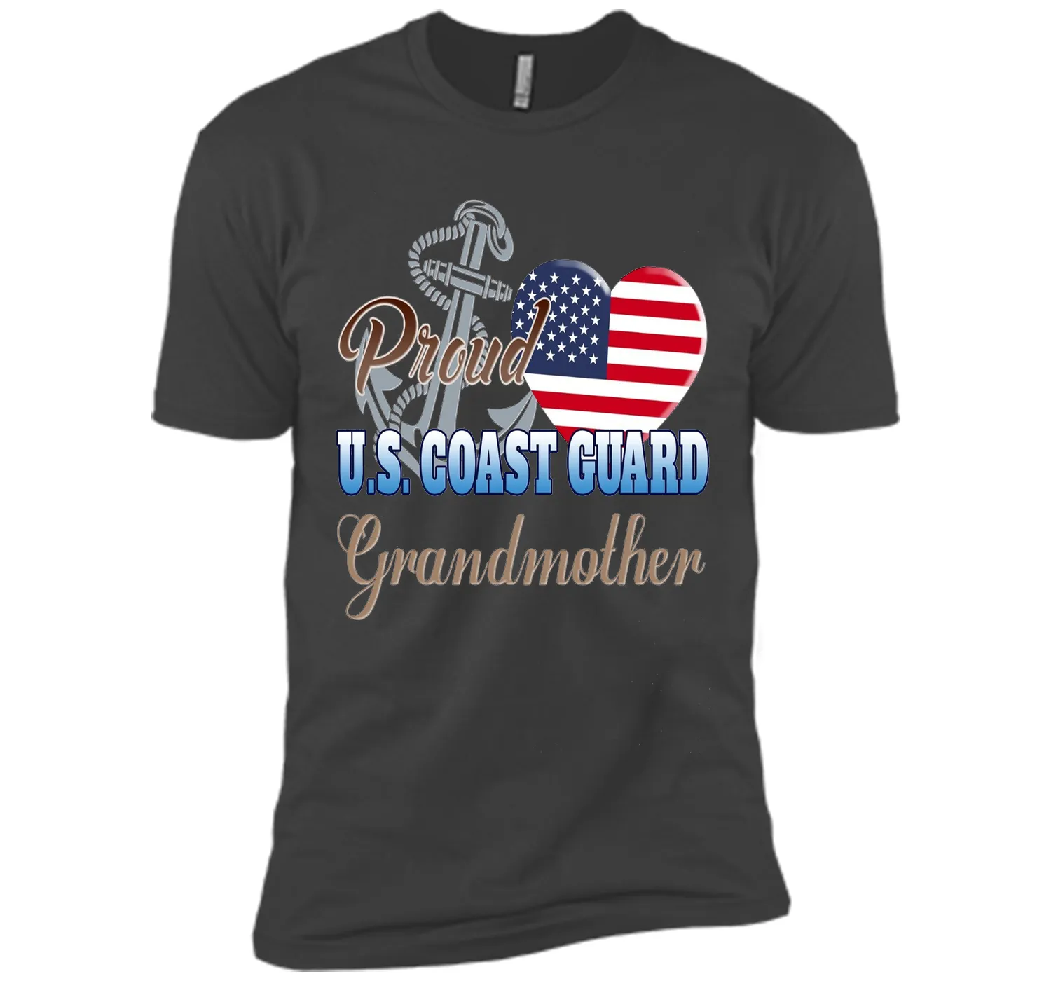 Proud U.S. Coast Guard Grandmother Patriotic Heart T Shirt shirt