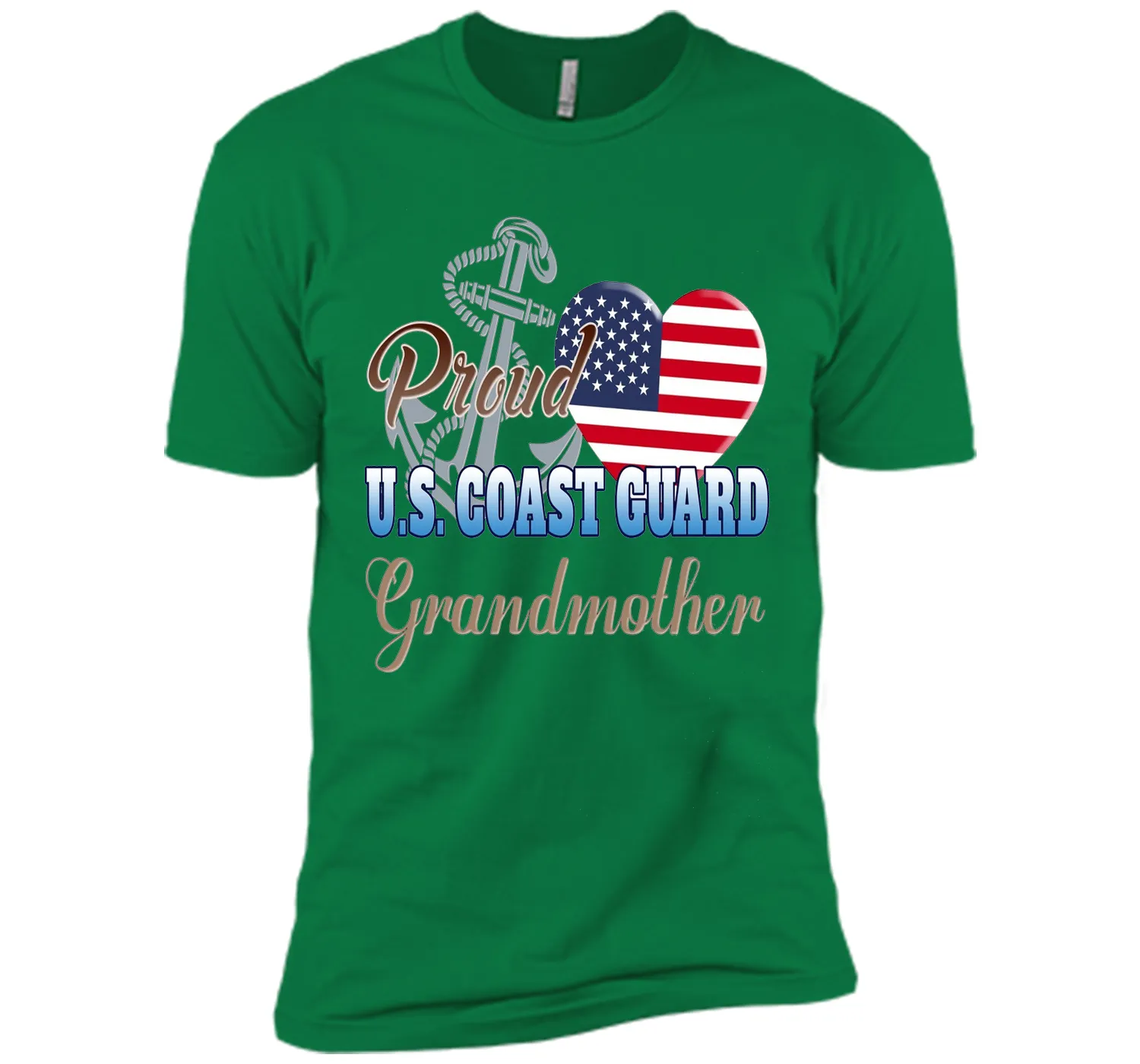 Proud U.S. Coast Guard Grandmother Patriotic Heart T Shirt shirt