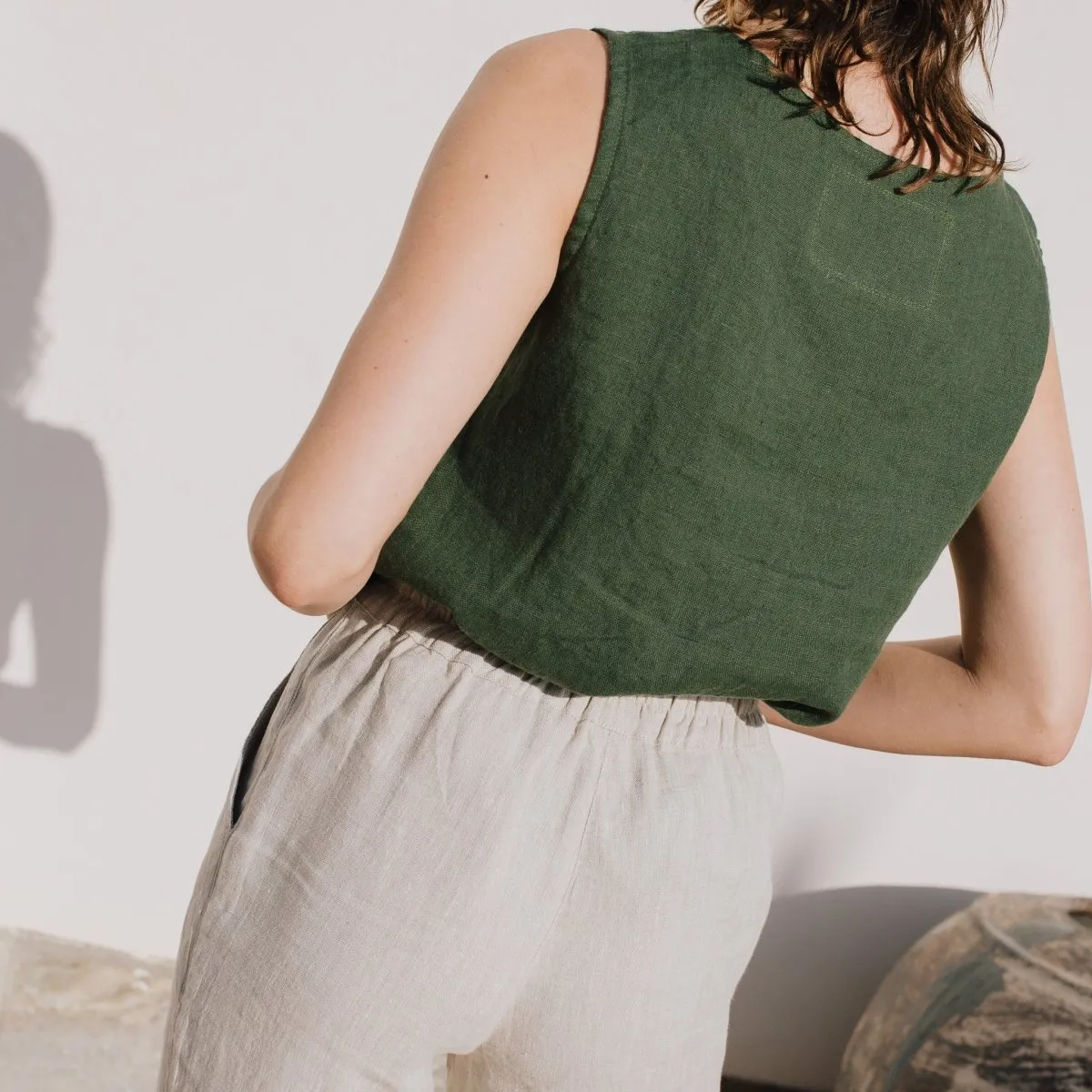 R: ATHENS-2 linen pants (Size: S; Color: Charcoal Blue)