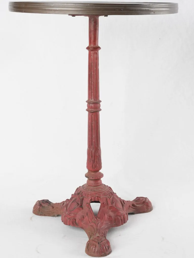 Red bistro table w/ marble top - 1940s