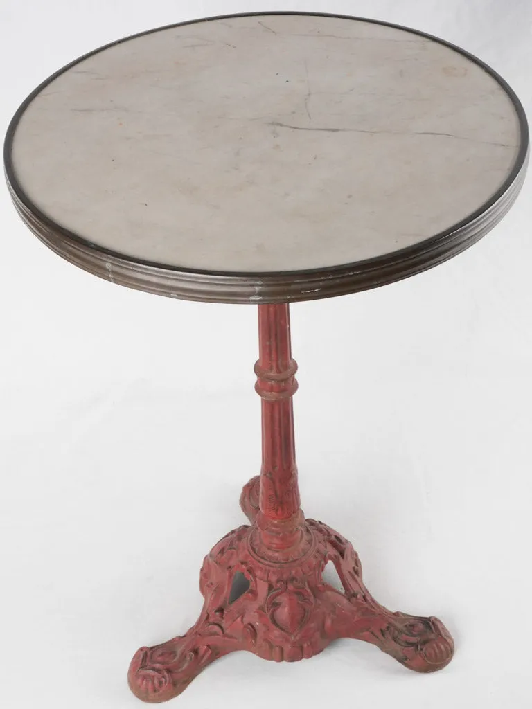 Red bistro table w/ marble top - 1940s