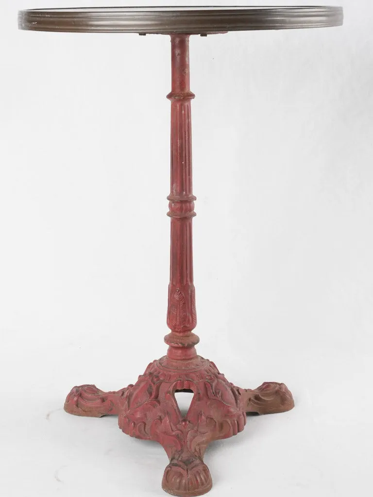 Red bistro table w/ marble top - 1940s