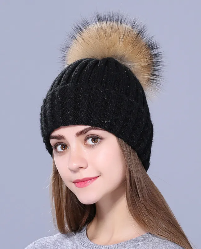 Rhinestone embroidery Knit beanie