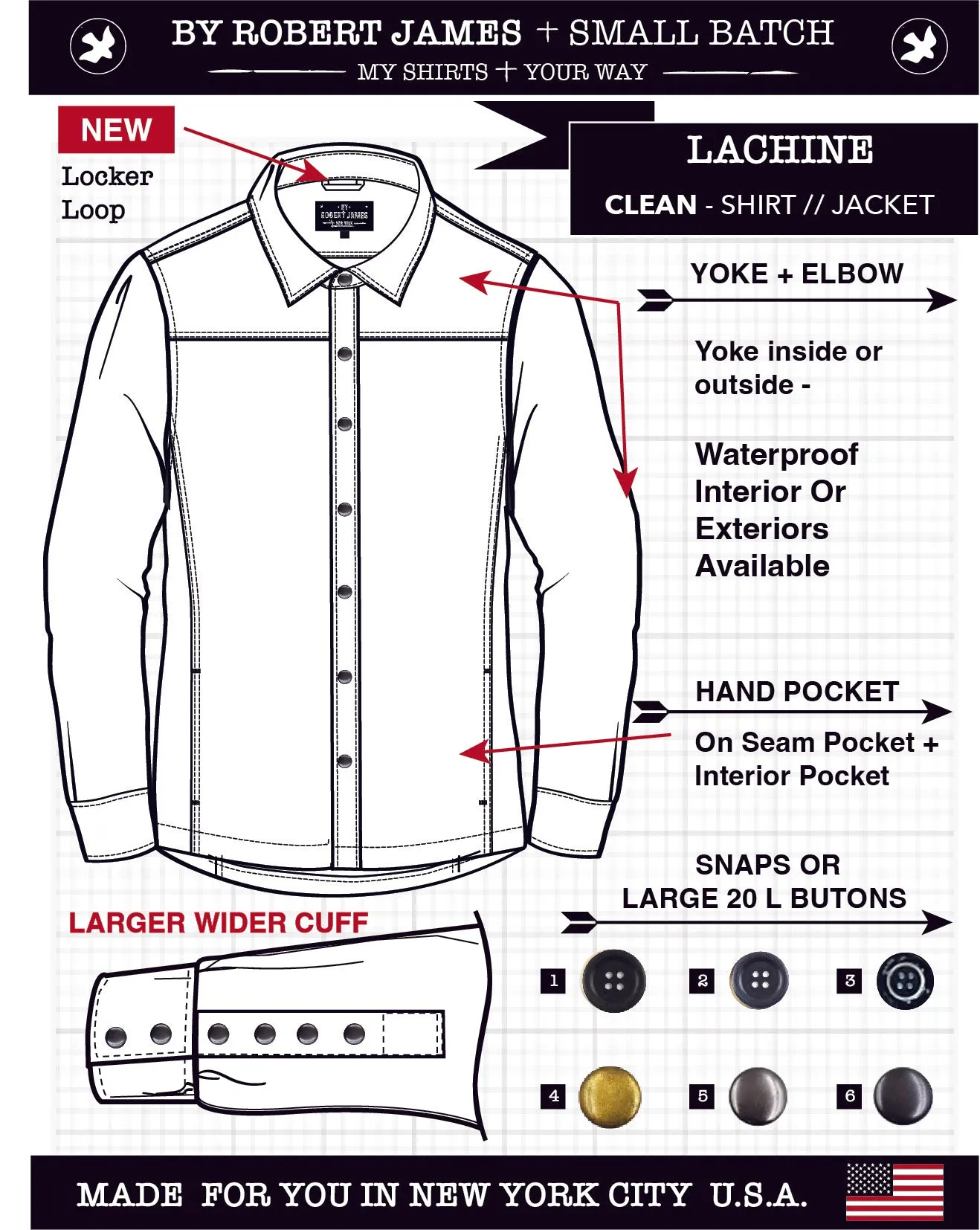 SB LACHINE  // CLEAN - HERRINGBONE SHIRT JACKET - Yoke No Pockets  - 6 SMALL BATCH COLORS
