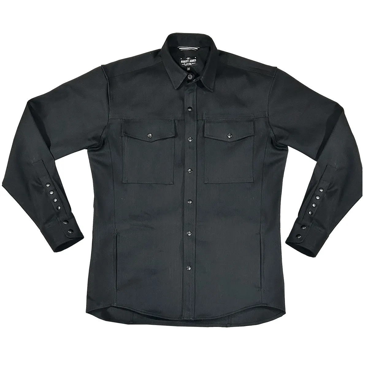 SB LACHINE // YOKED UP -  9OZ BLCK DENIM SHIRT JACKET - Pockets On Yoke - SMALL BATCH