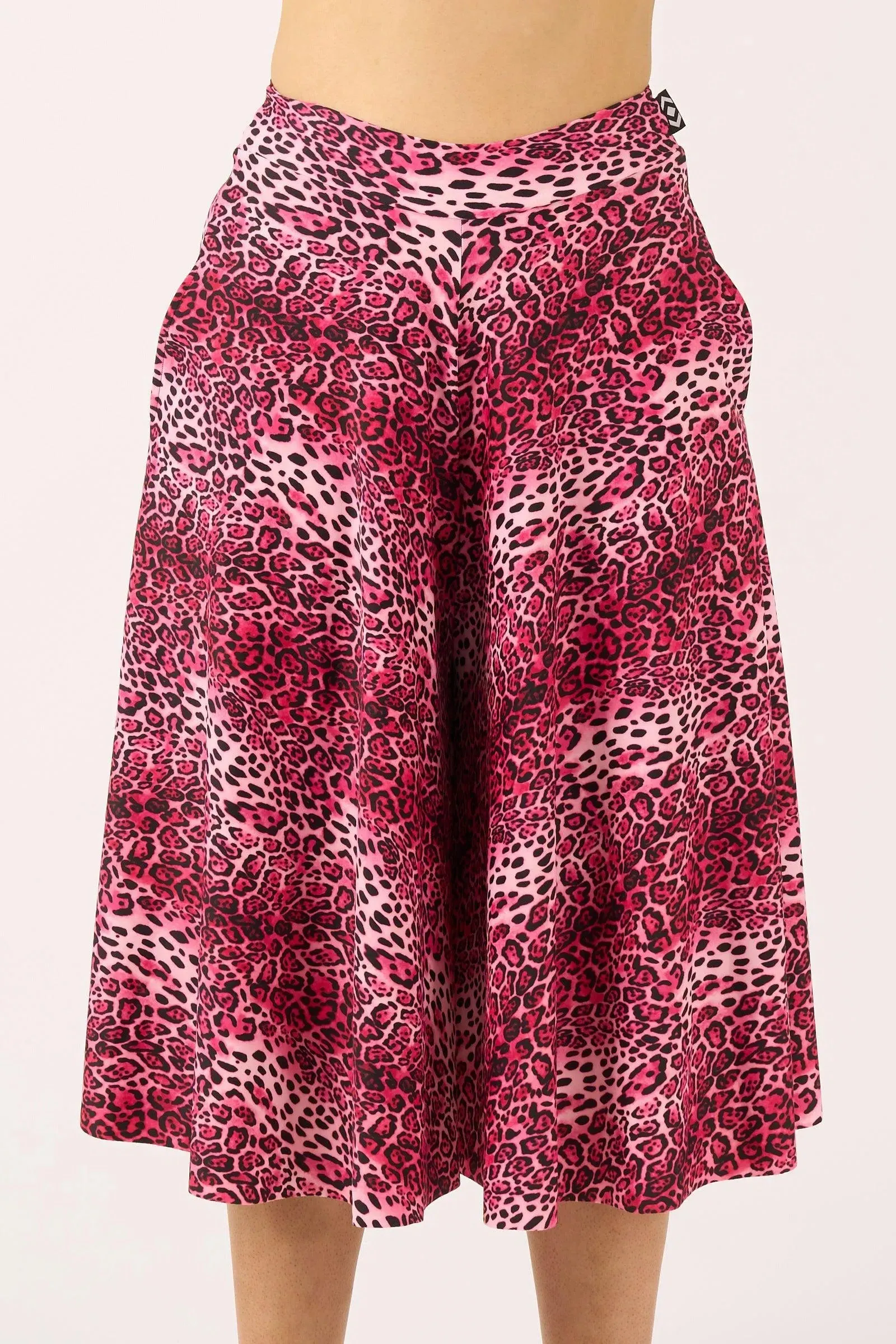 Silky Palazzo Culotte With Pocket - Pink Primal Animal