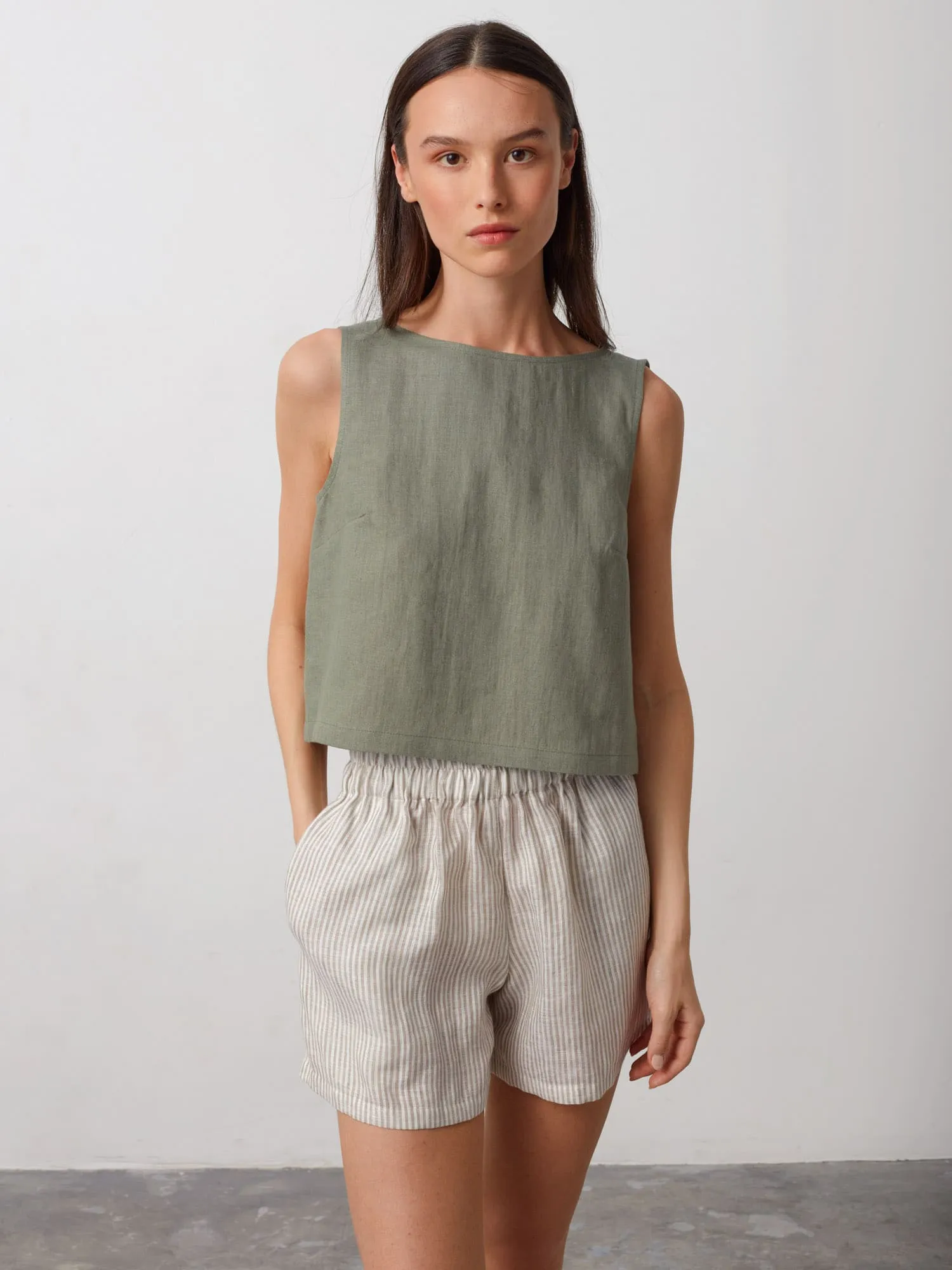 Sleeveless Linen Top