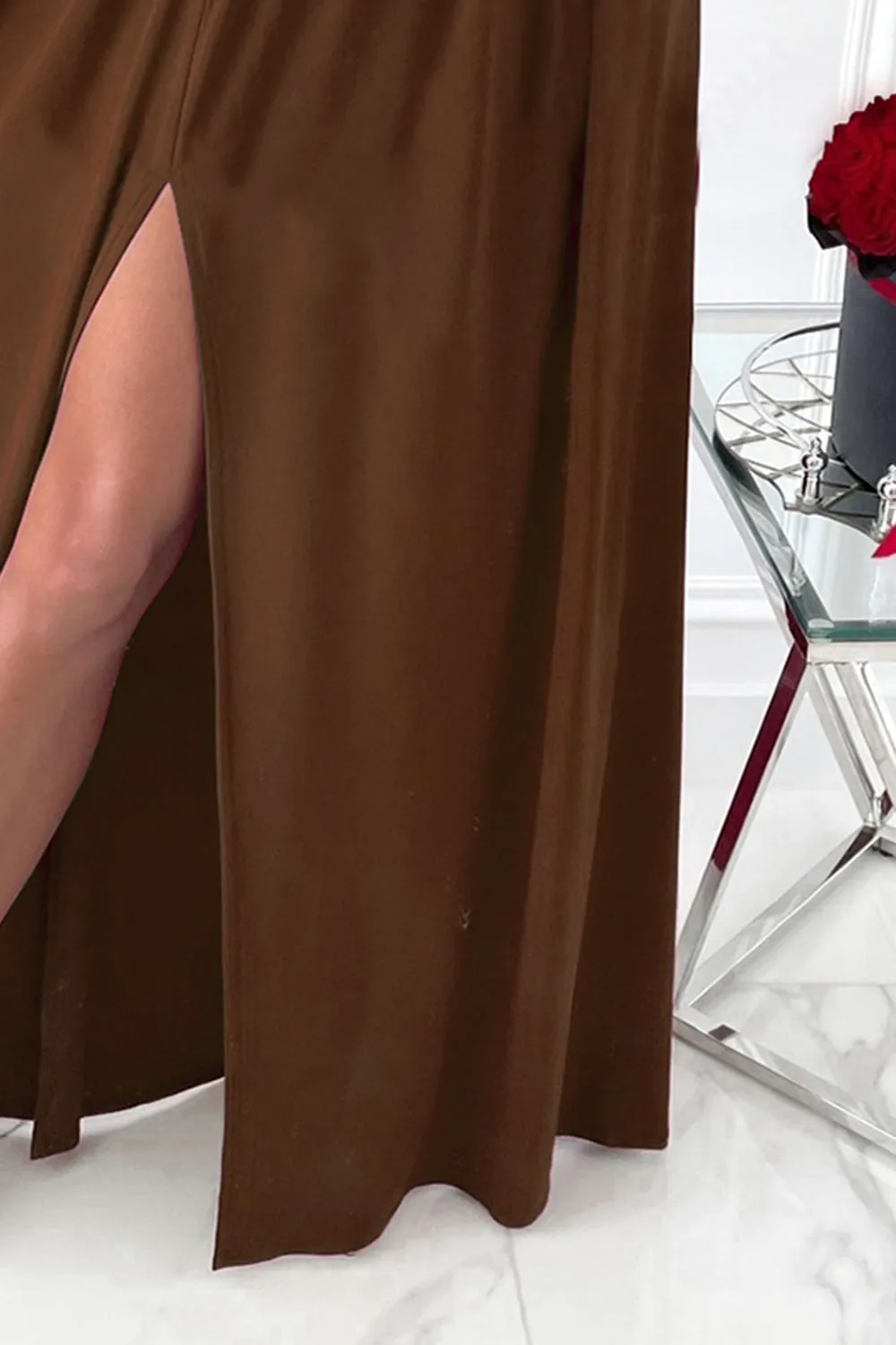 Slit Surplice Long Sleeve Maxi Dress | Christmas Dress | Holiday Party