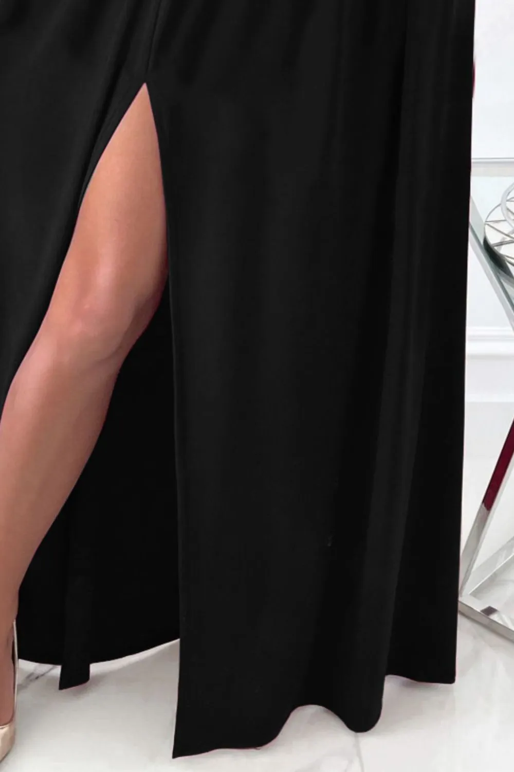 Slit Surplice Long Sleeve Maxi Dress | Christmas Dress | Holiday Party