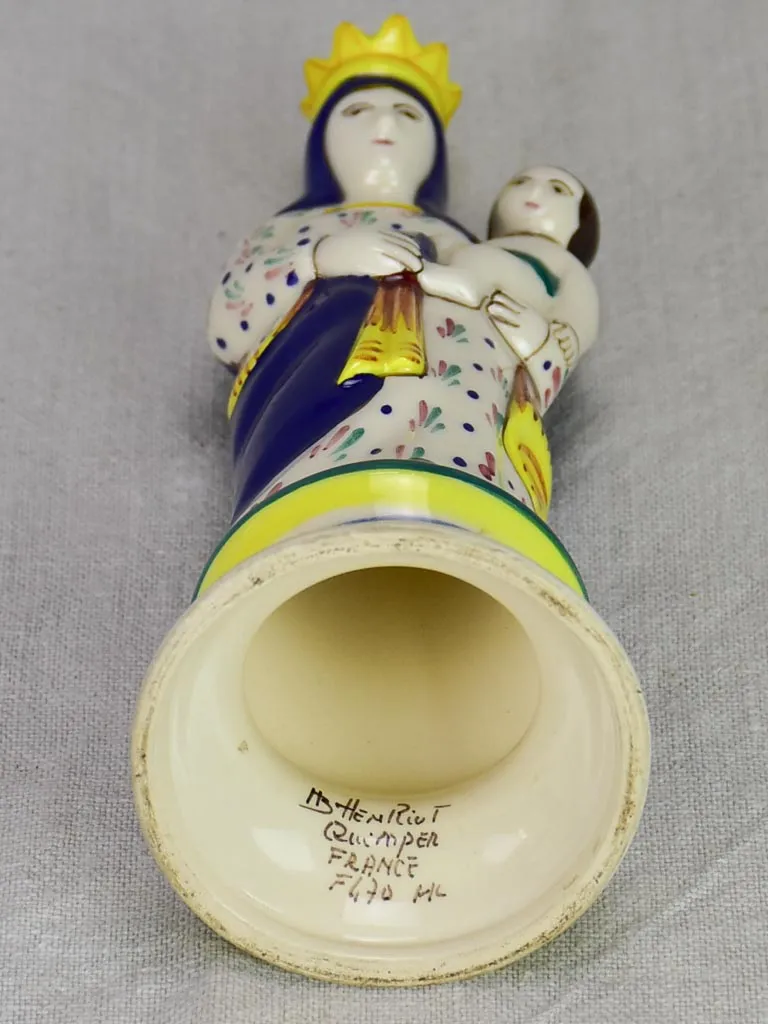 Small ceramic statue of the Virgin Mary from Quimper 9"