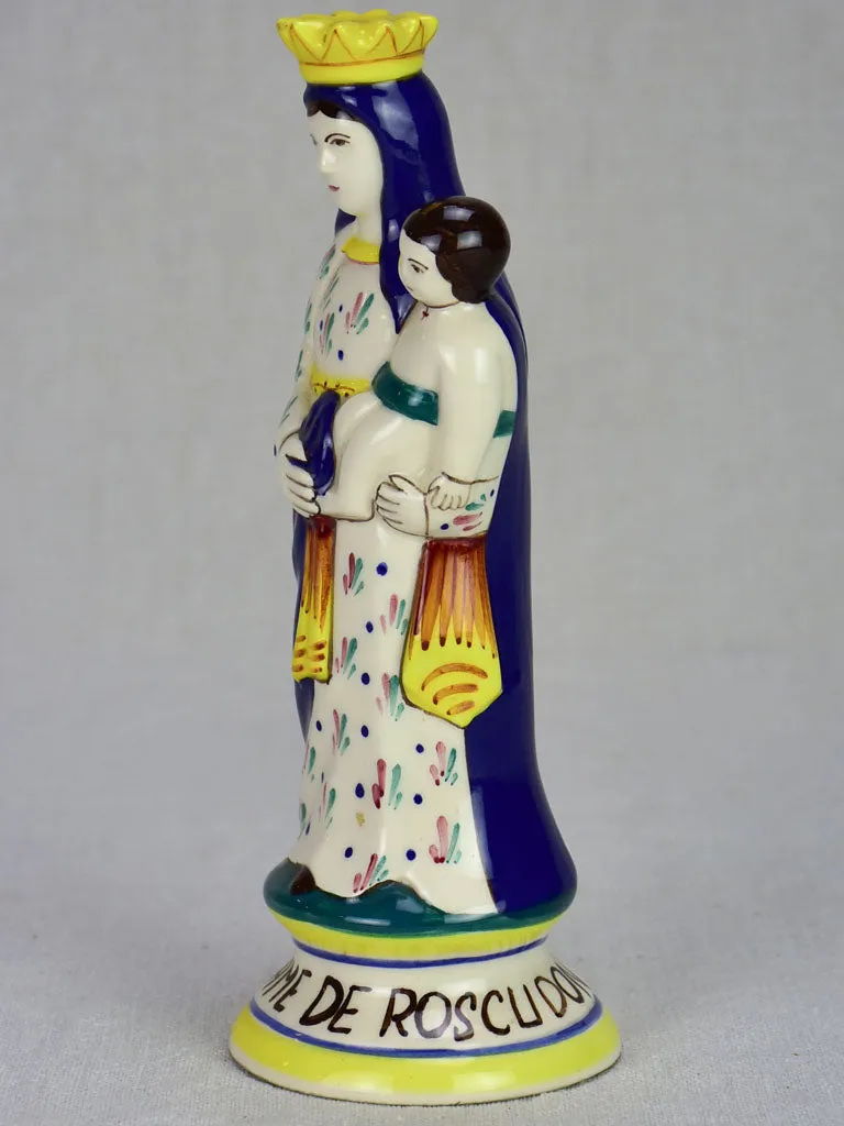 Small ceramic statue of the Virgin Mary from Quimper 9"