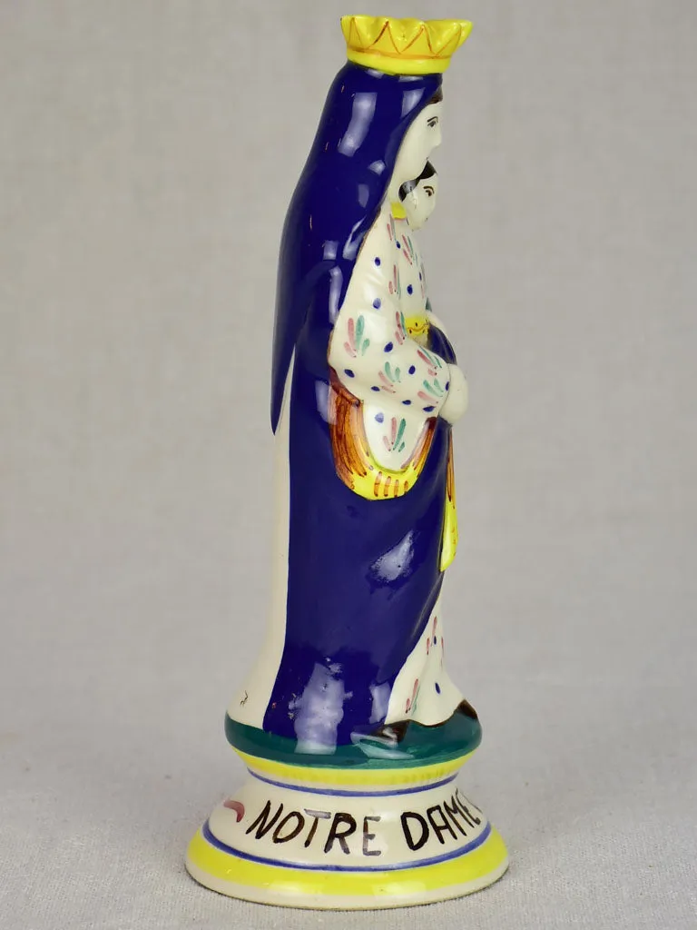 Small ceramic statue of the Virgin Mary from Quimper 9"