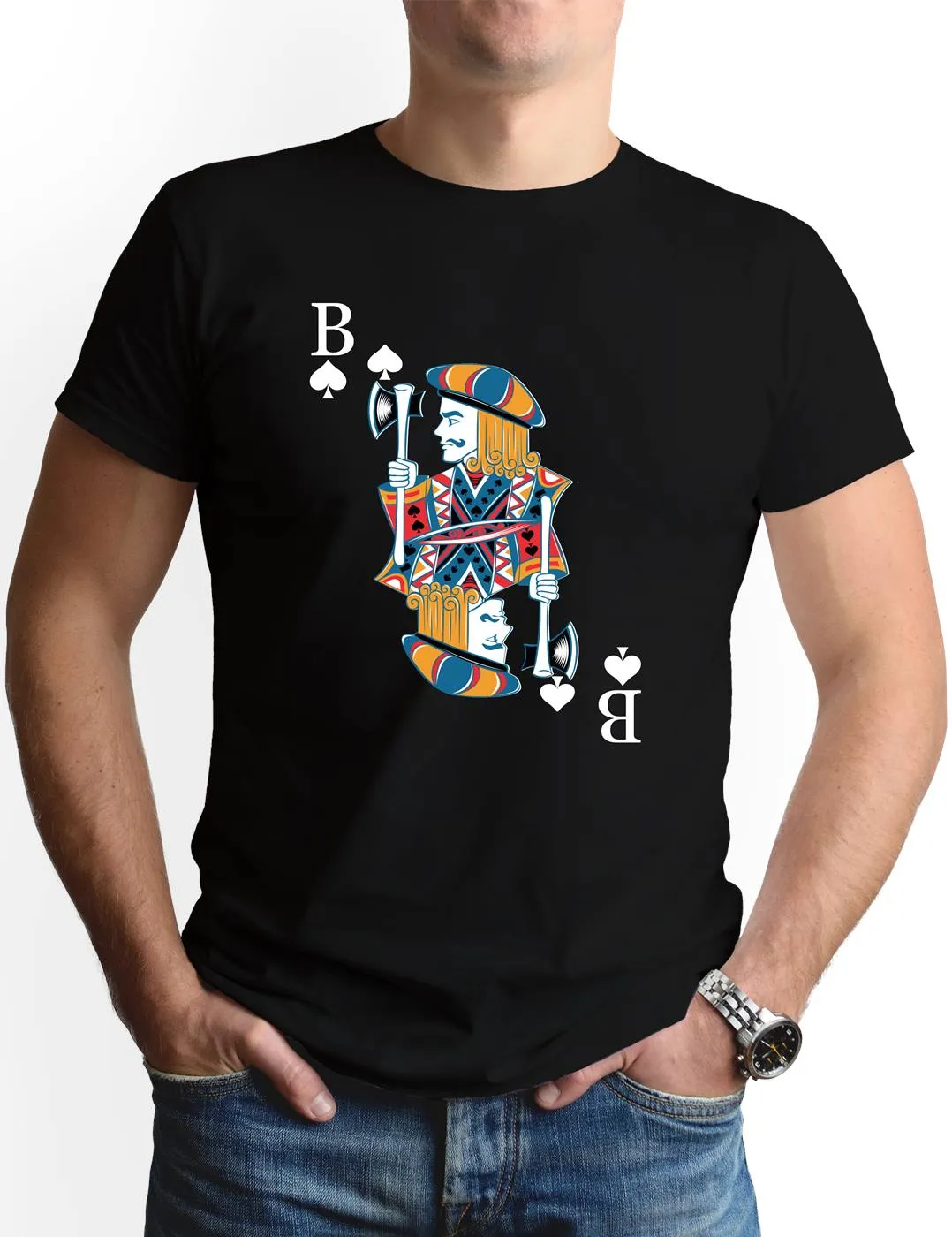 T-Shirt Herren - Spielkarte Pik Bube/Bauer