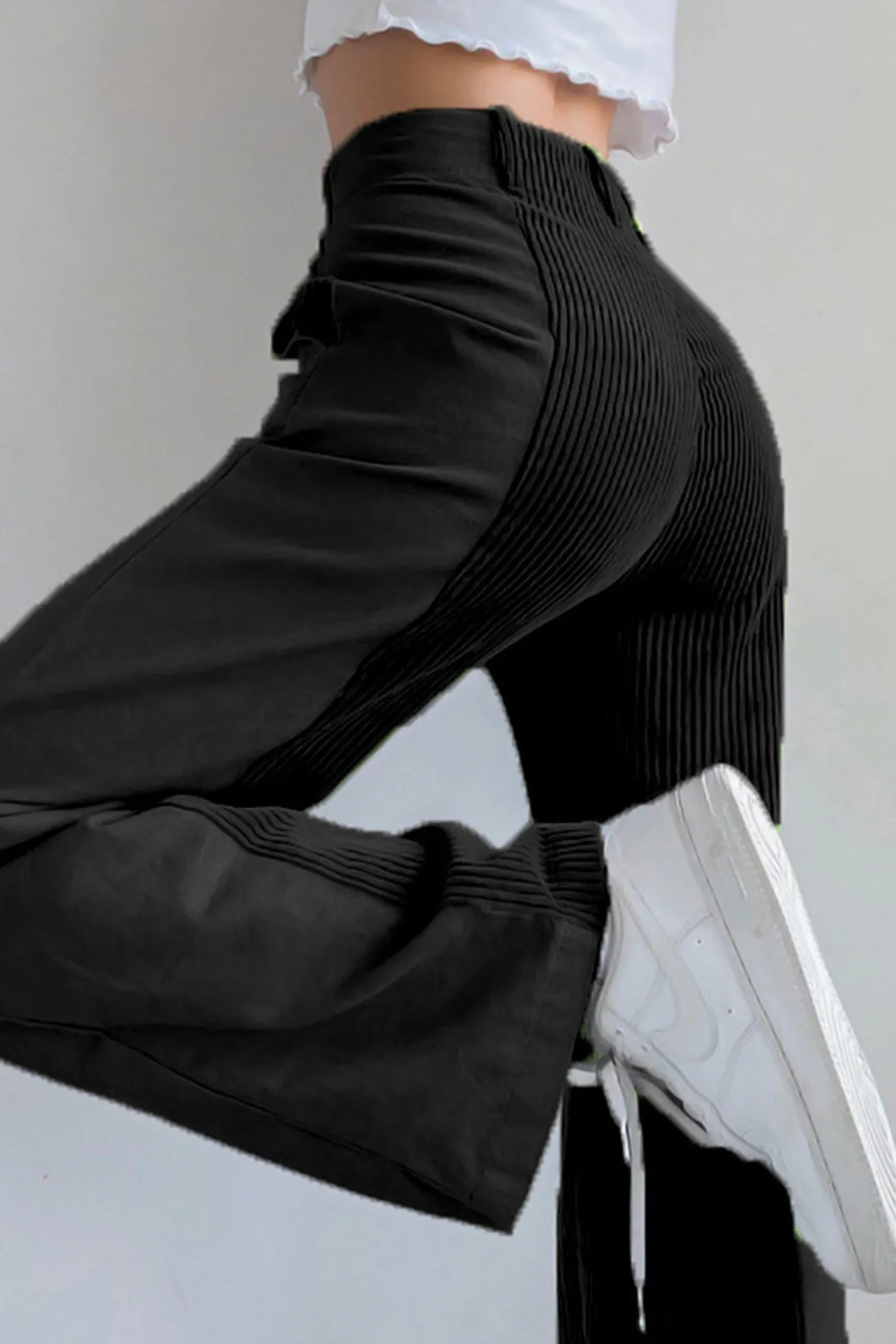 TastyHottie - High Waist Corduroy Patchwork Long Pants