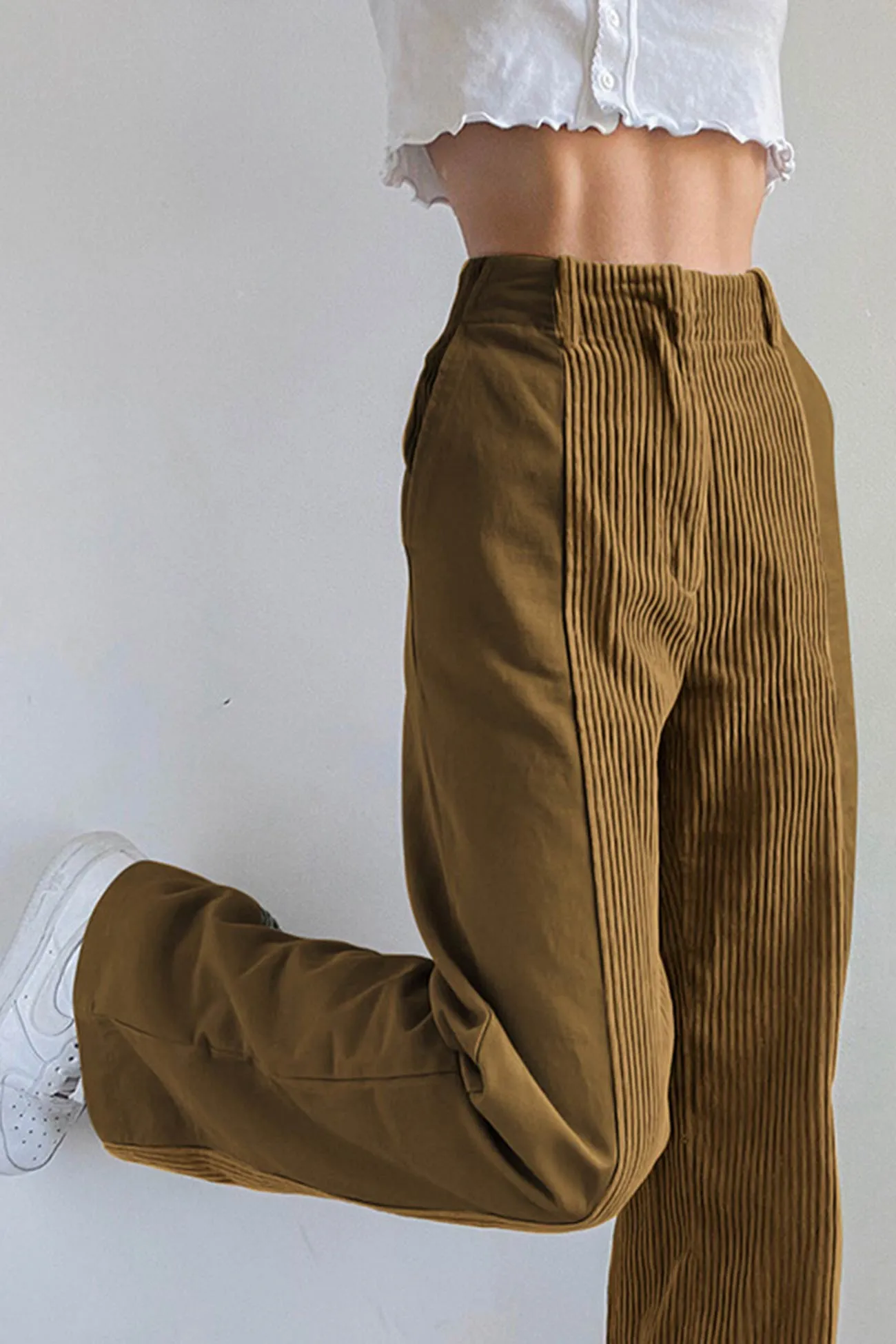 TastyHottie - High Waist Corduroy Patchwork Long Pants
